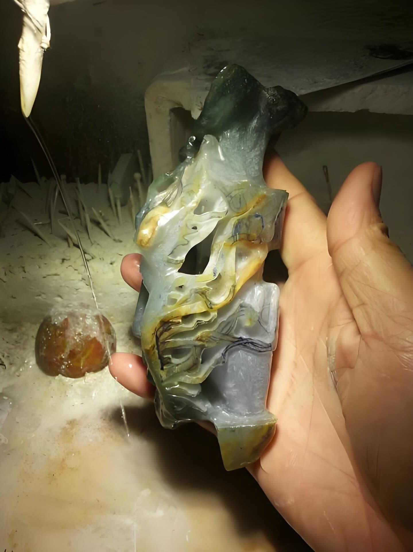 Chinese jade carving with natural patterns