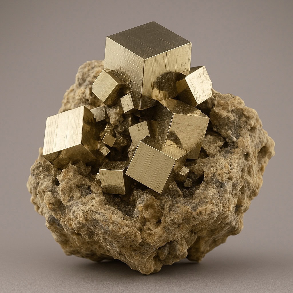 Pyrite cubic crystal specimens from Navajun Spain