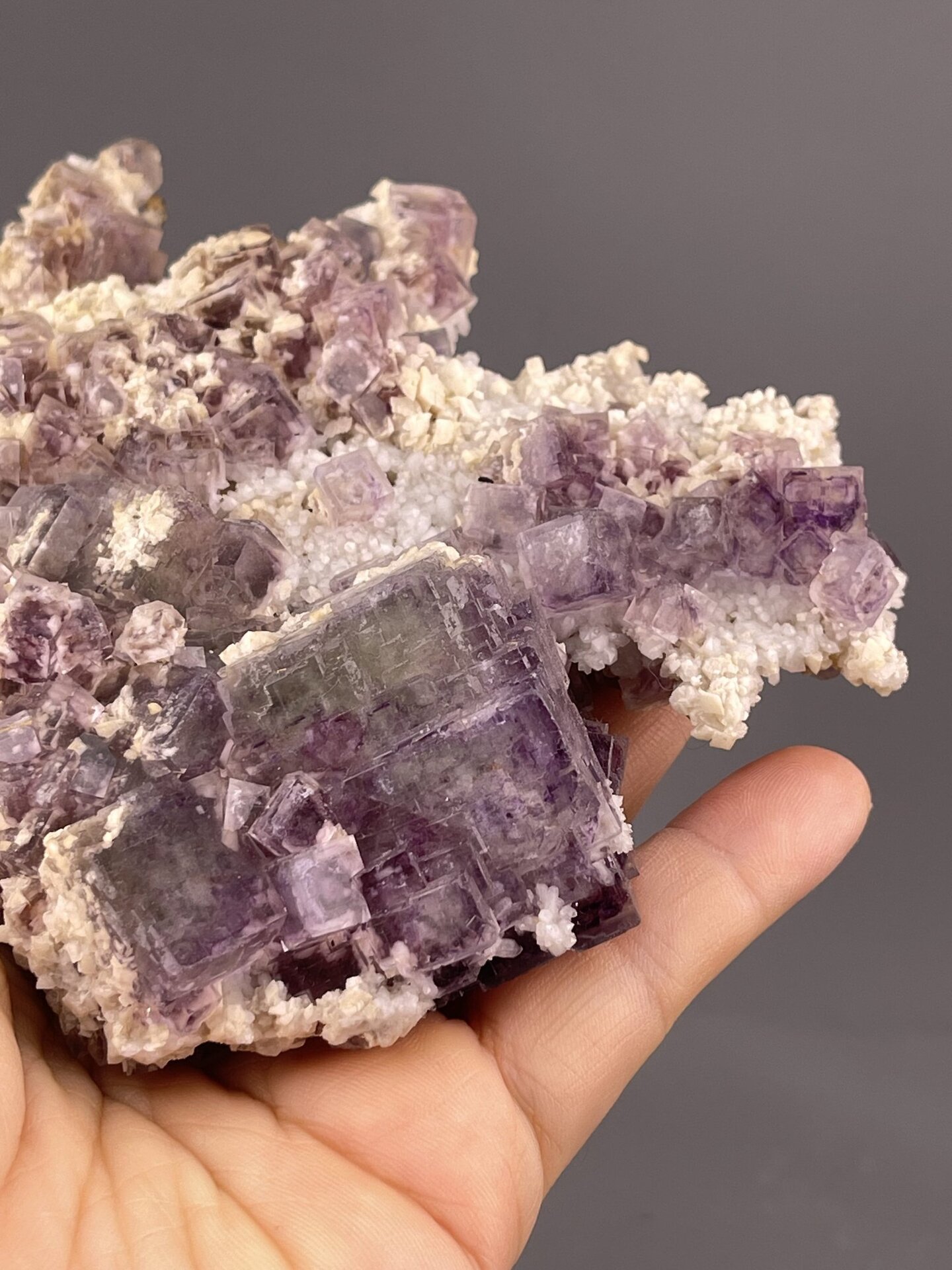 Green Fluorite Crystal Cluster from Shangbao Mine, Hunan – reverse side