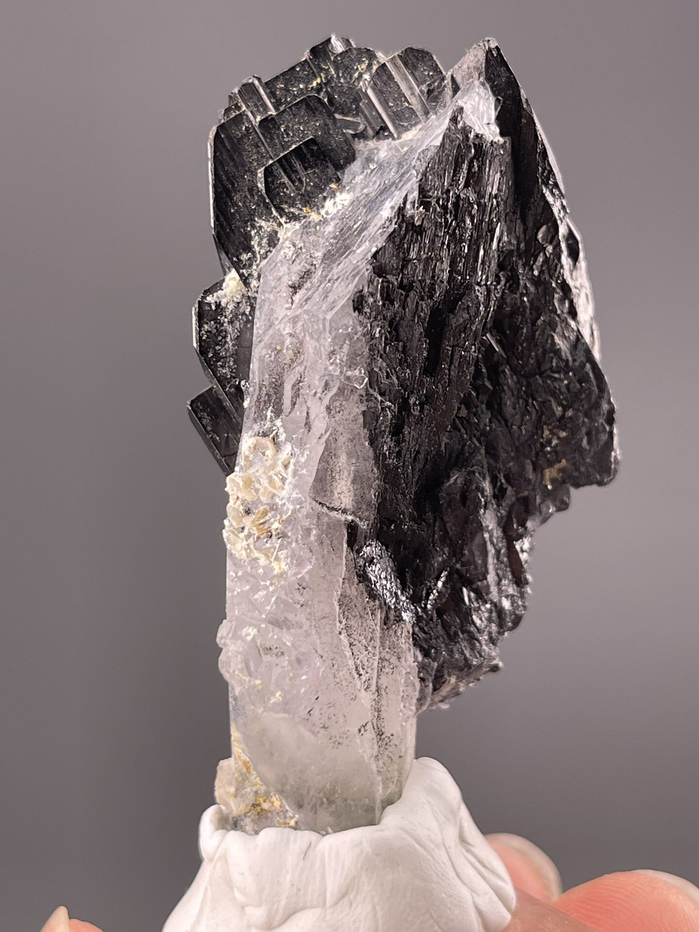 Side view of columnar cassiterite showing full crystal length