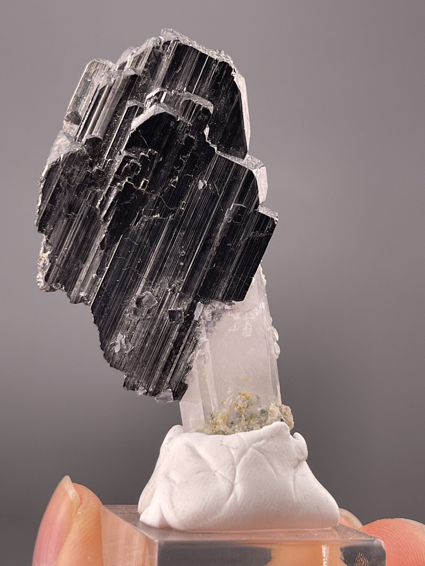 Top view of cassiterite column showing tetragonal cross-section