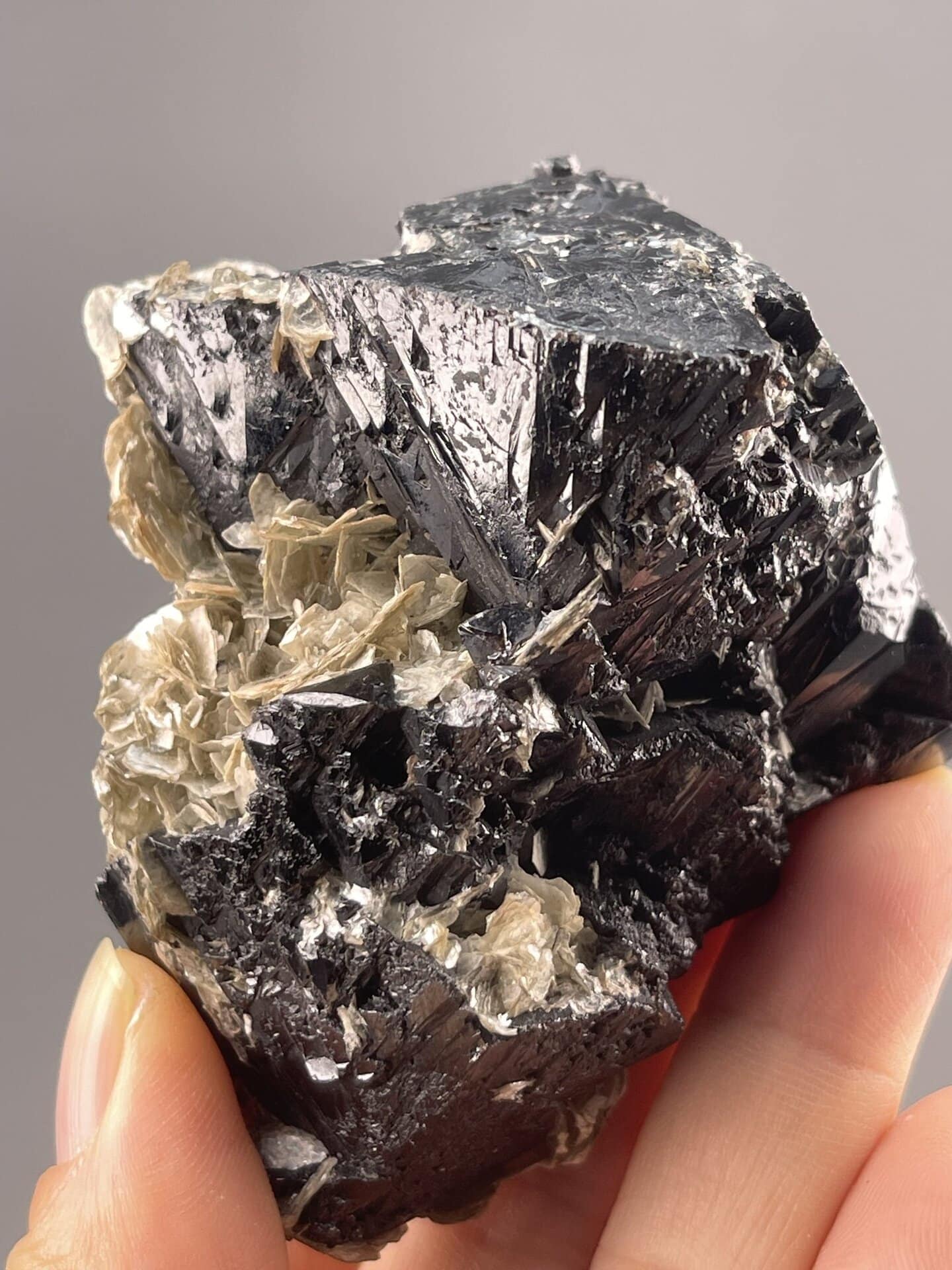 Cassiterite Crystal Specimen from Xuebaoding Mountain, China – top-down view