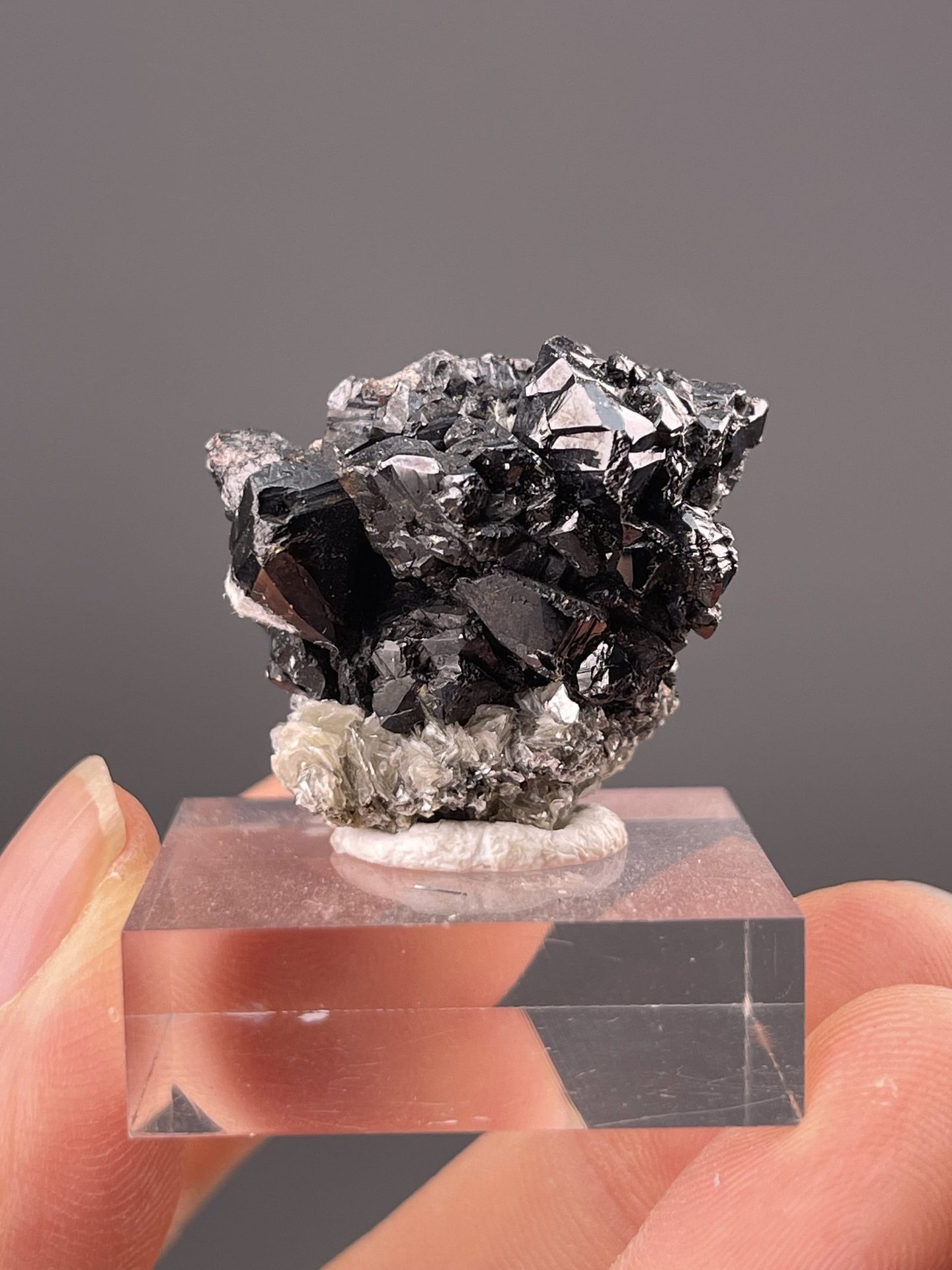 Front view of cassiterite crystal, 11×7×10 mm, Pingwu Sichuan