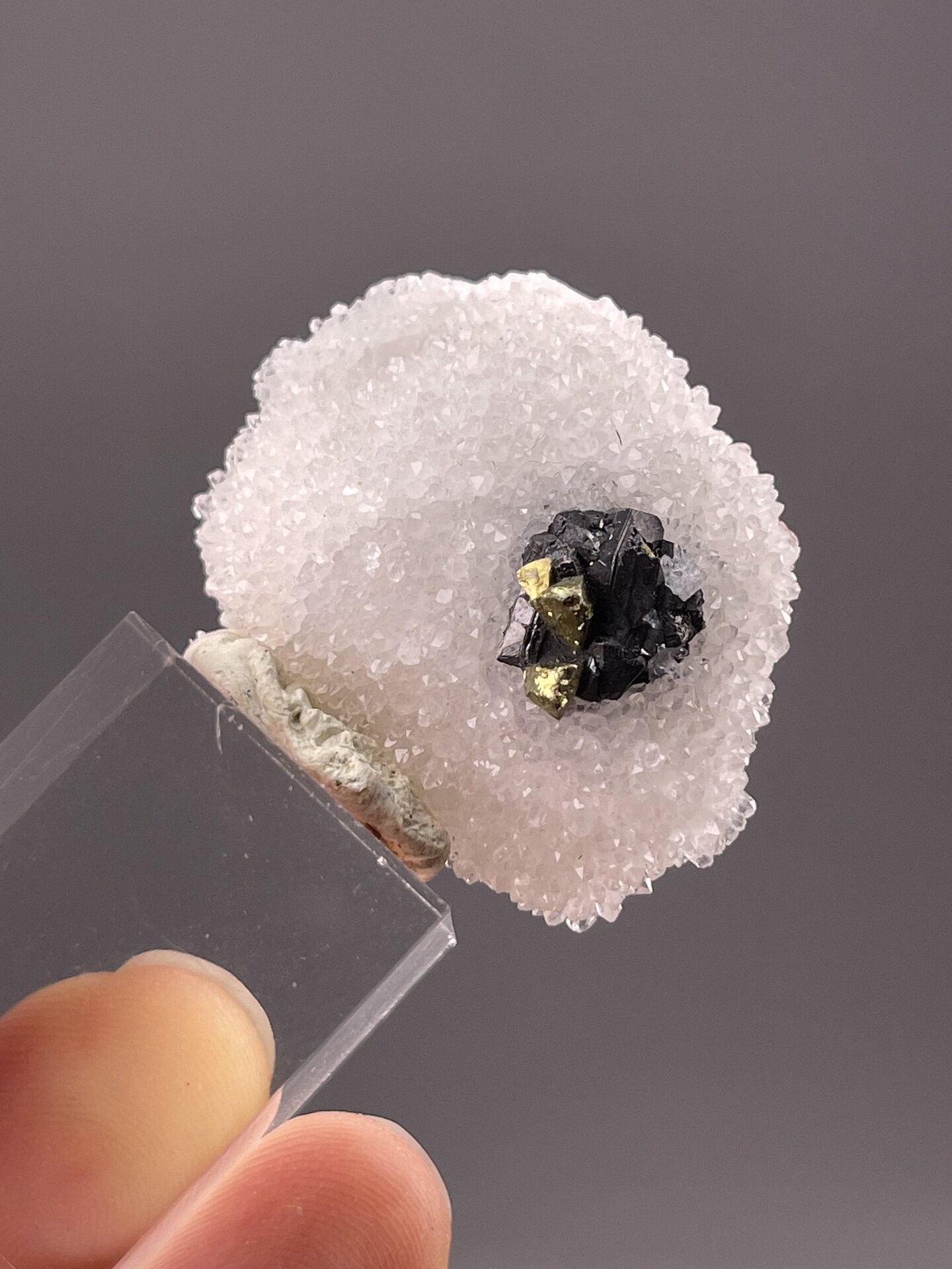 Dark sphalerite druzy from Dexing City Jiangxi China, SKU 1142