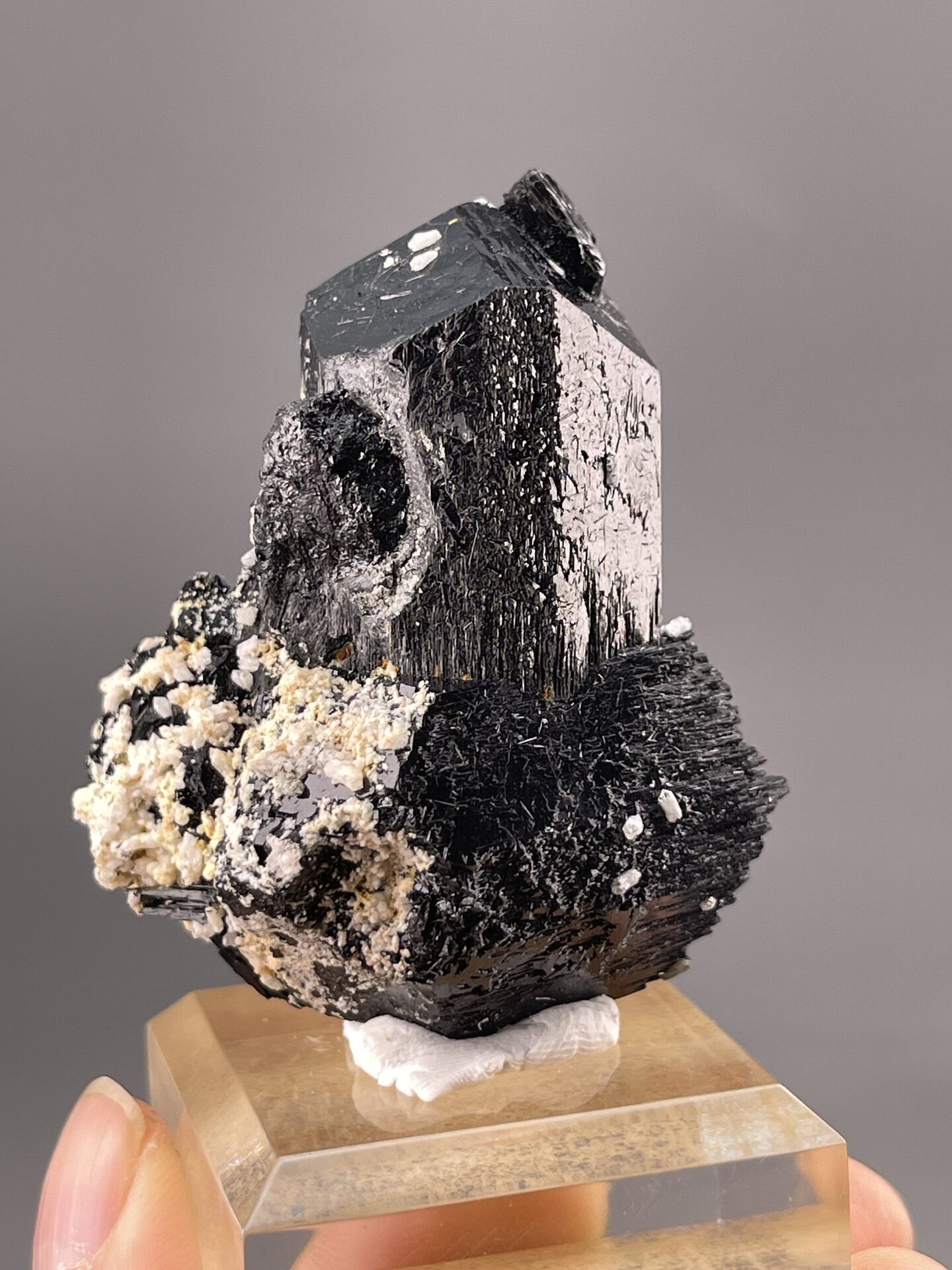 Tourmaline Prismatic from Tsumeb Mine, Namibia – close-up of crystal surface