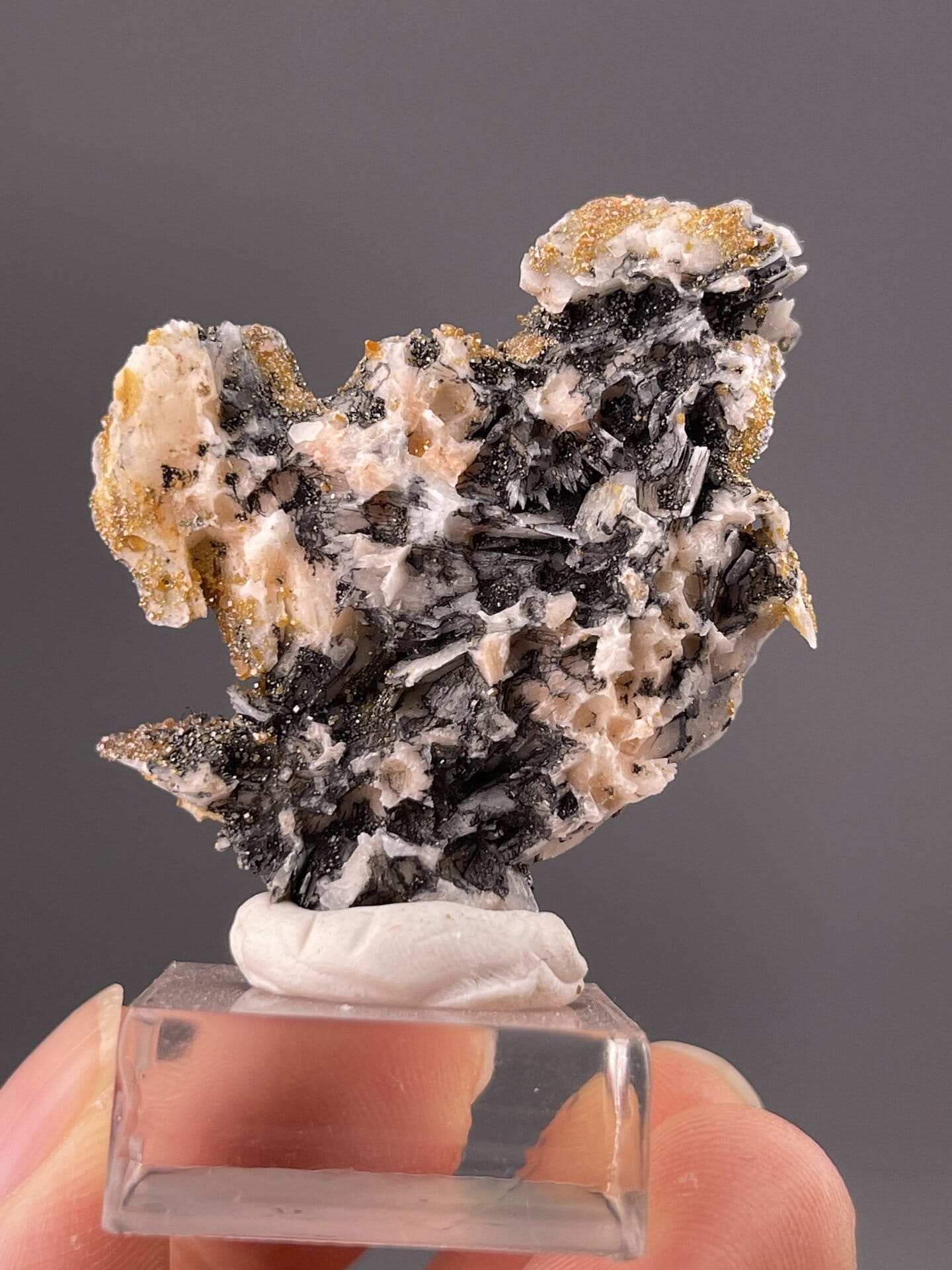 Small vanadinite crystals showing red-orange colour, Morocco, 0.7 g