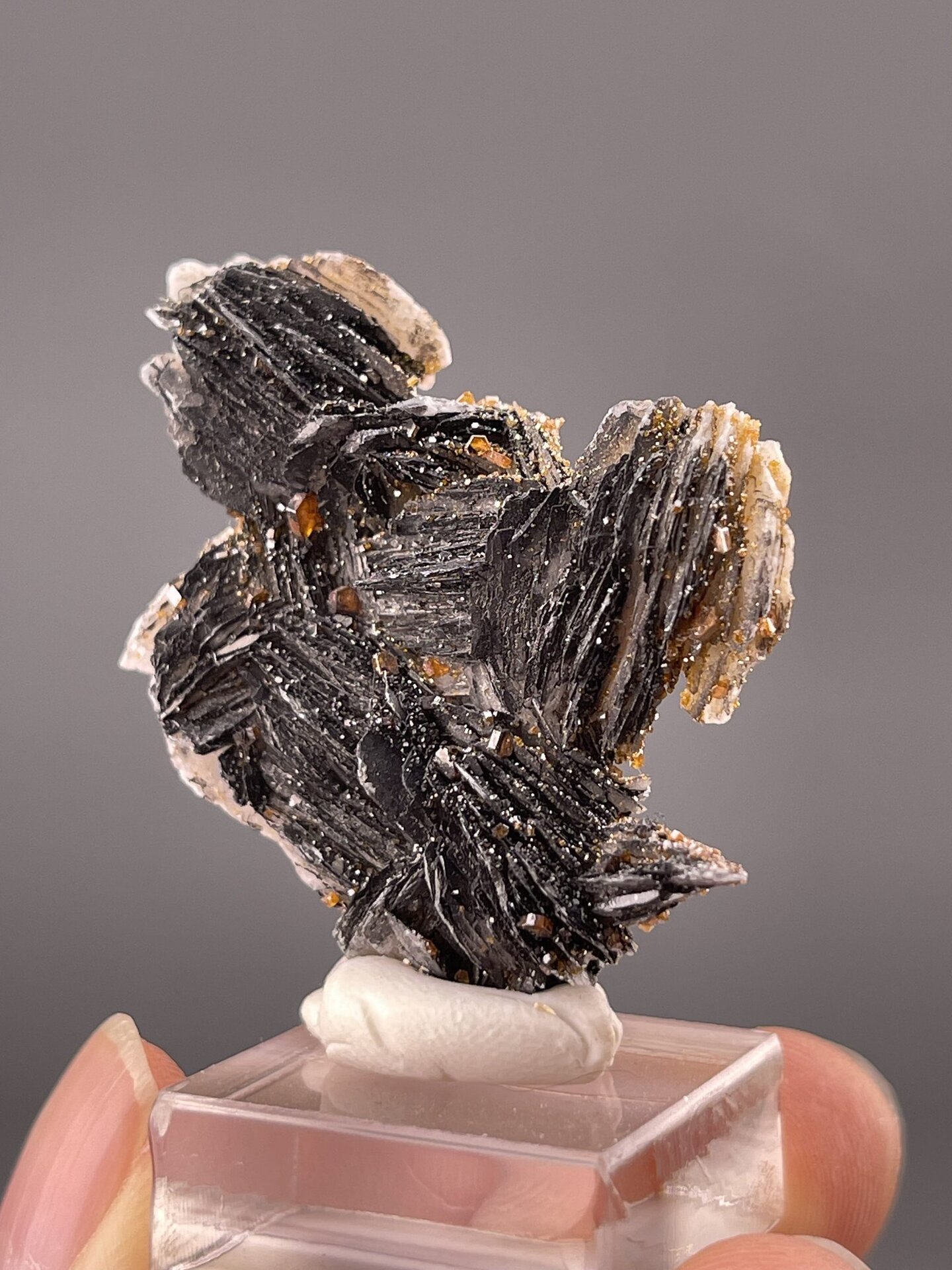 Close-up of vanadinite showing hexagonal prismatic crystal form