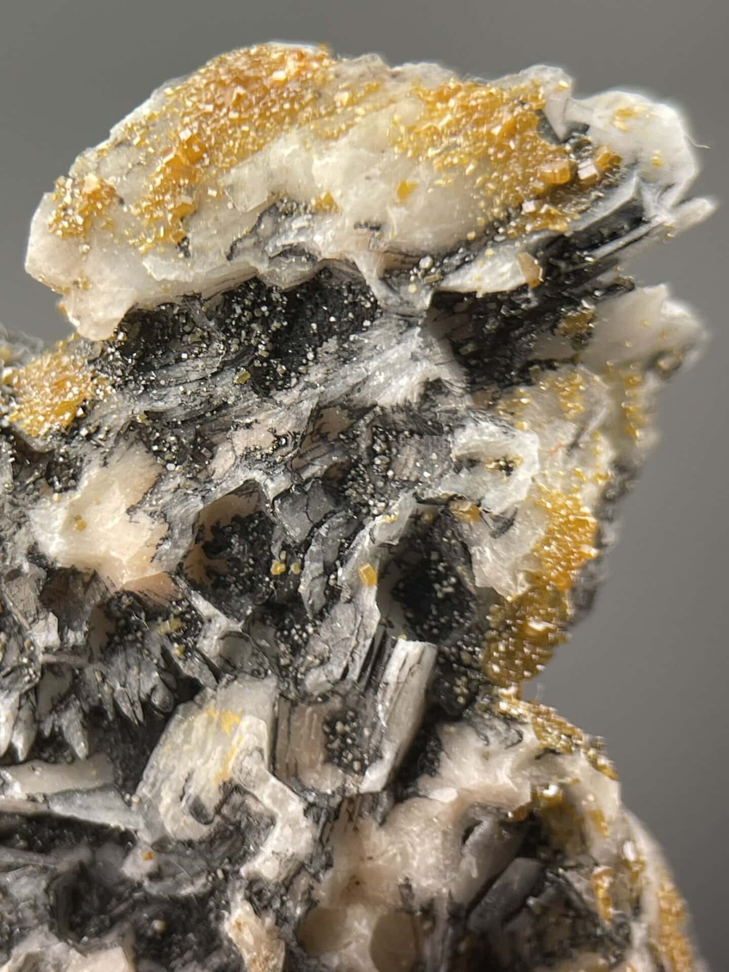 Detail of vanadinite showing adamantine luster and red colour