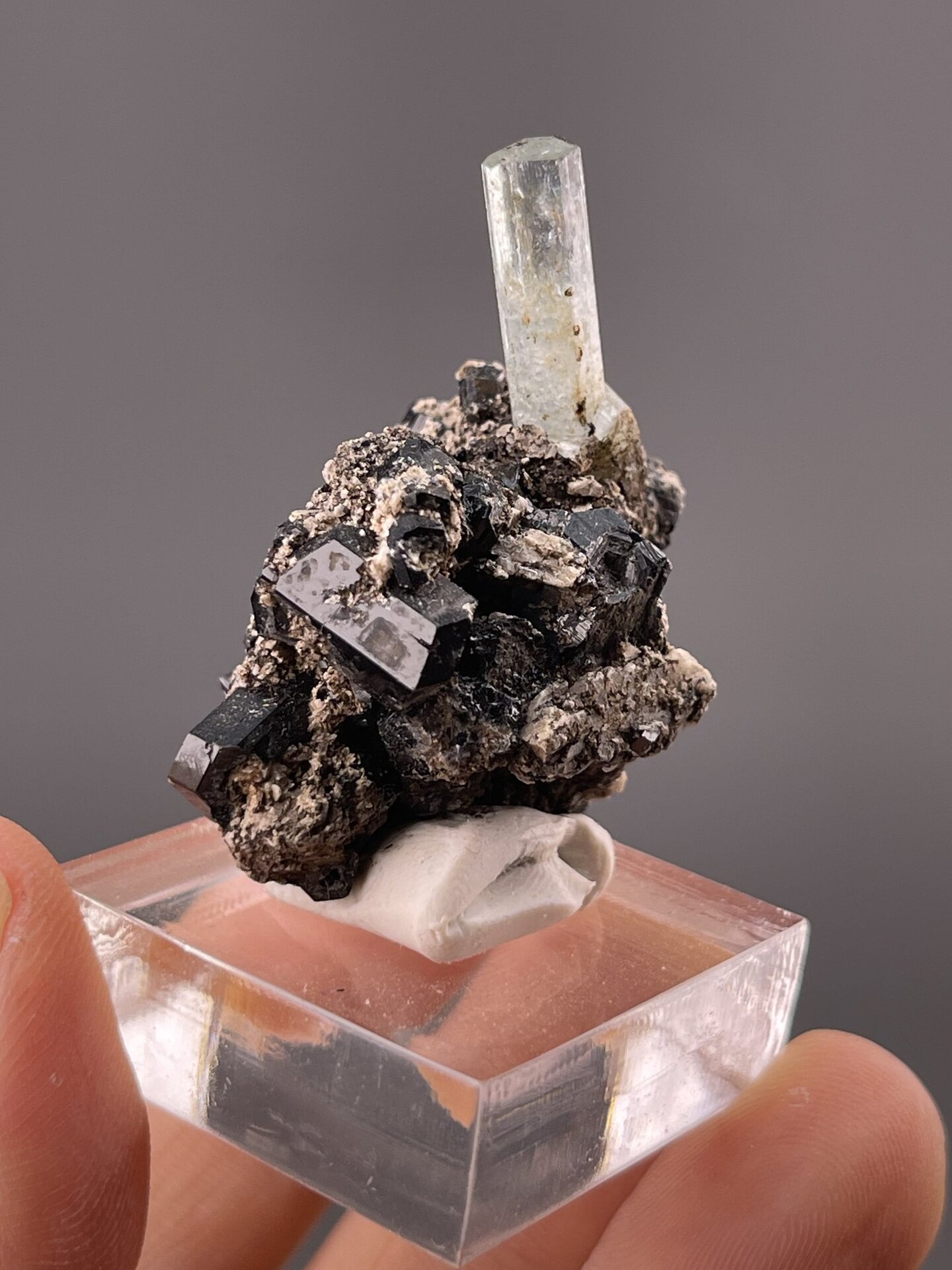 Detail of aquamarine crystal showing pale blue transparency