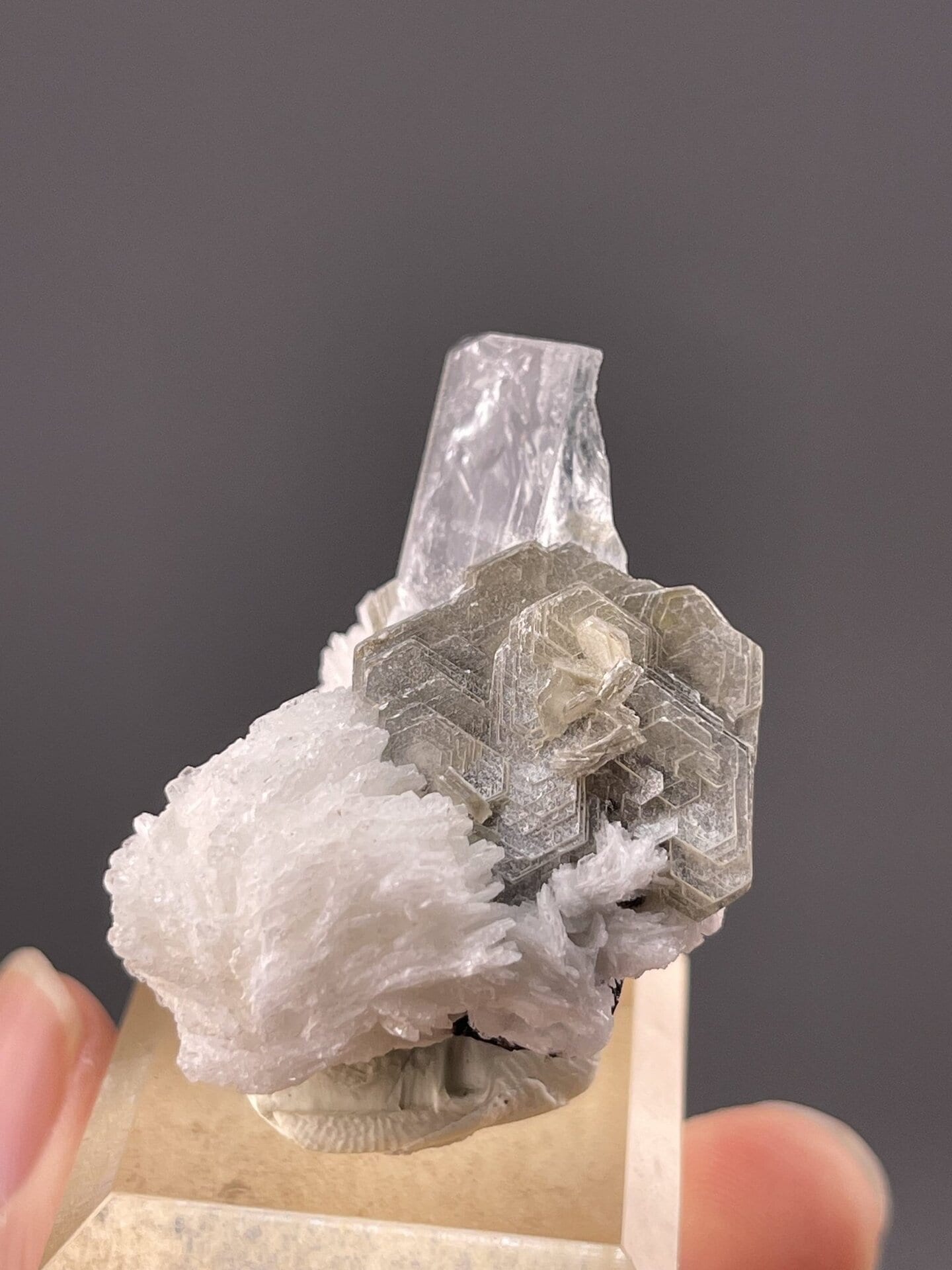 Close-up of aquamarine crystal faces showing hexagonal prismatic form