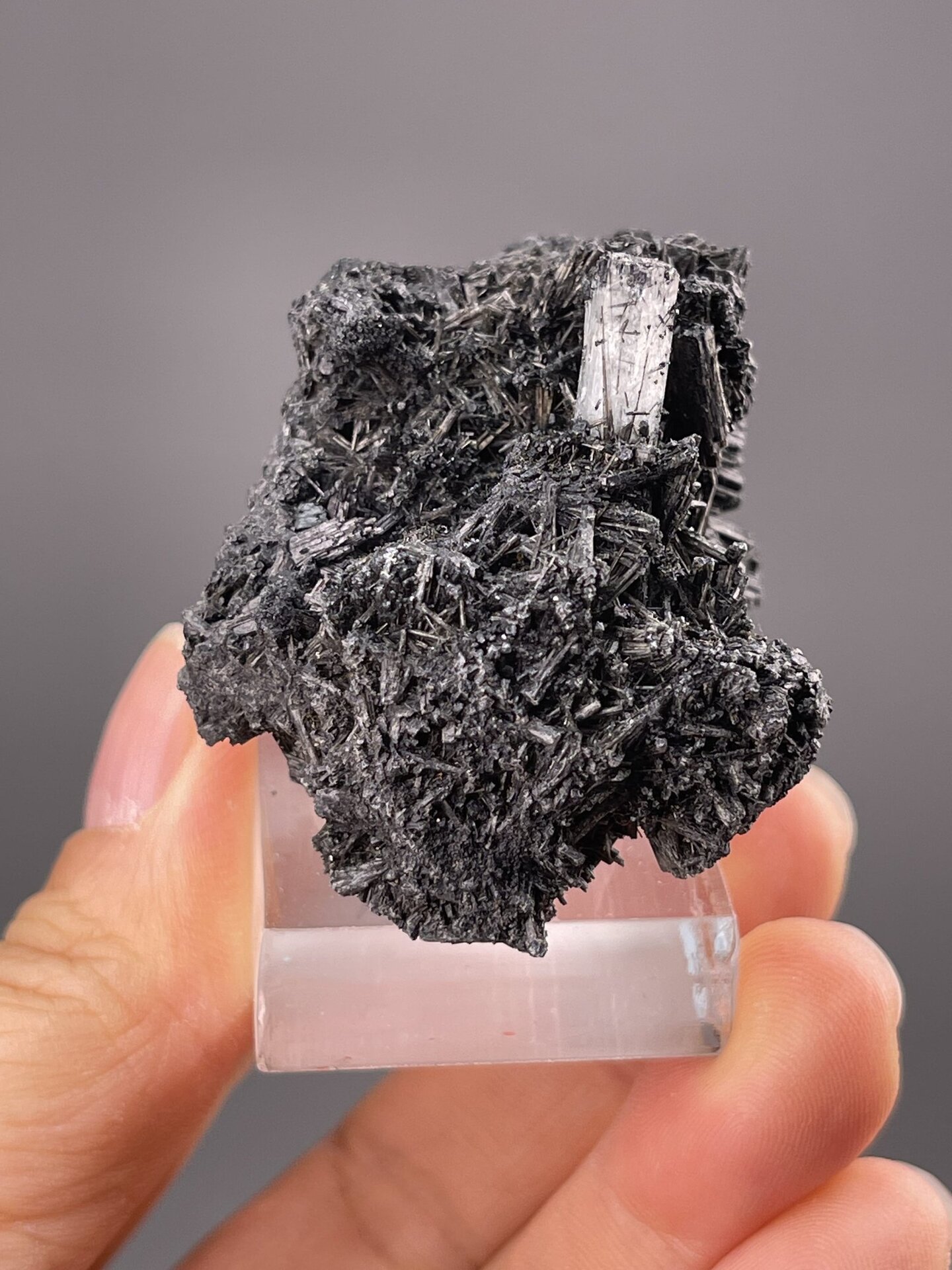 Aquamarine beryl showing blue colour and prismatic habit, 1.9 g