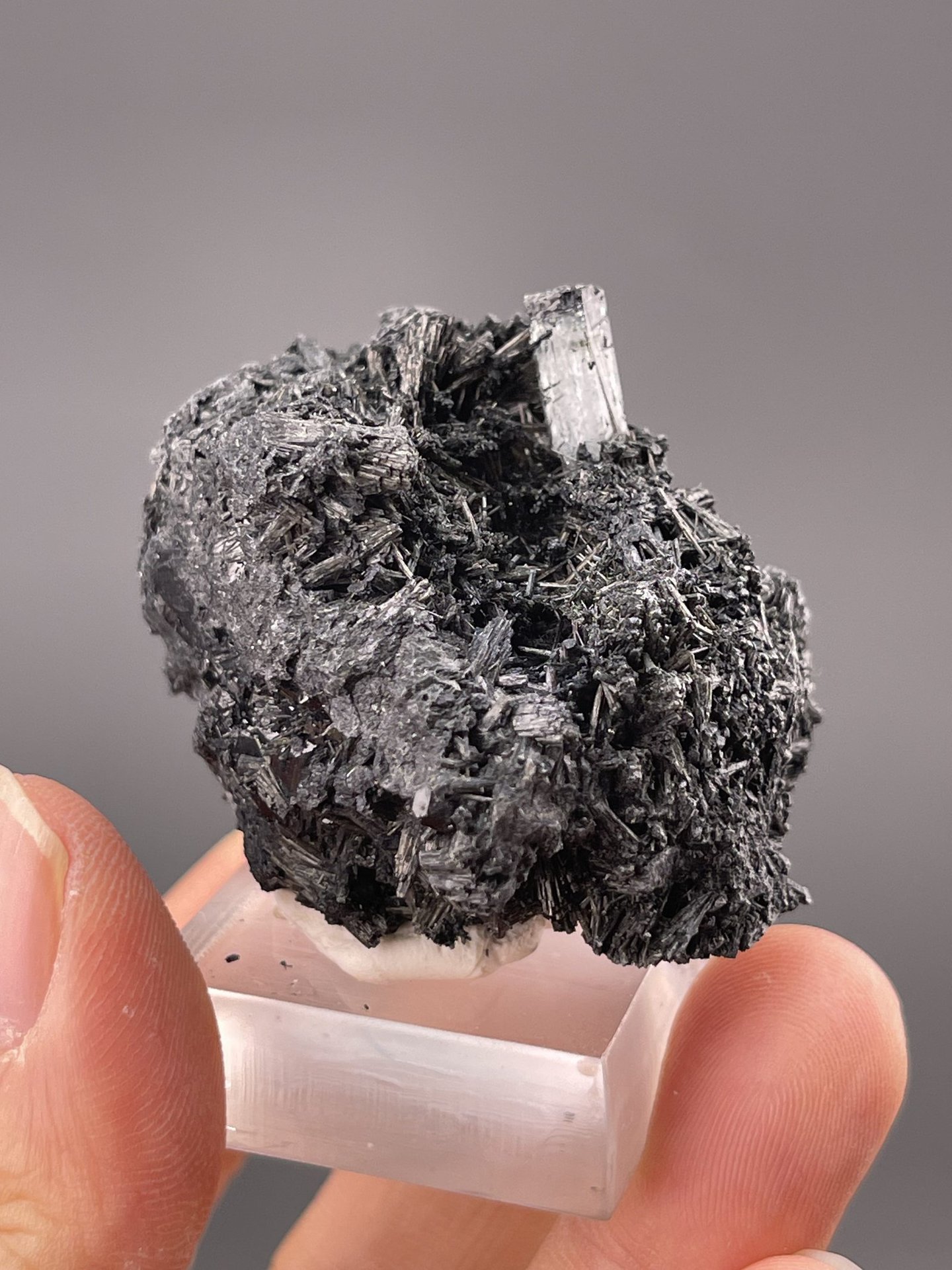 Close-up of aquamarine faces showing blue transparency and luster