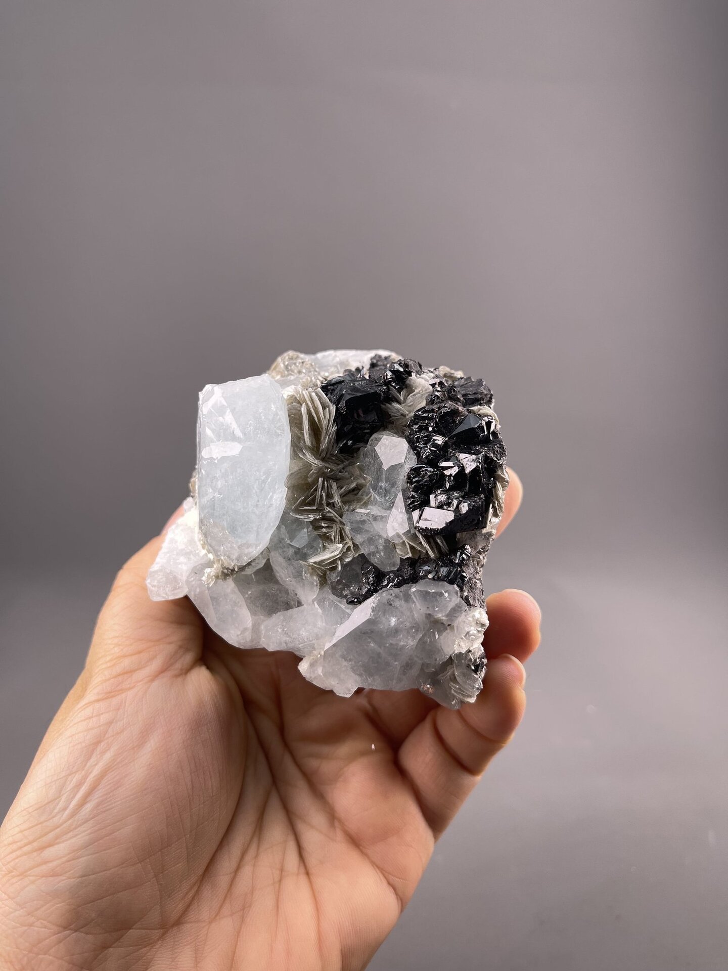 Blue Cassiterite Cluster Xuebaoding Pingwu