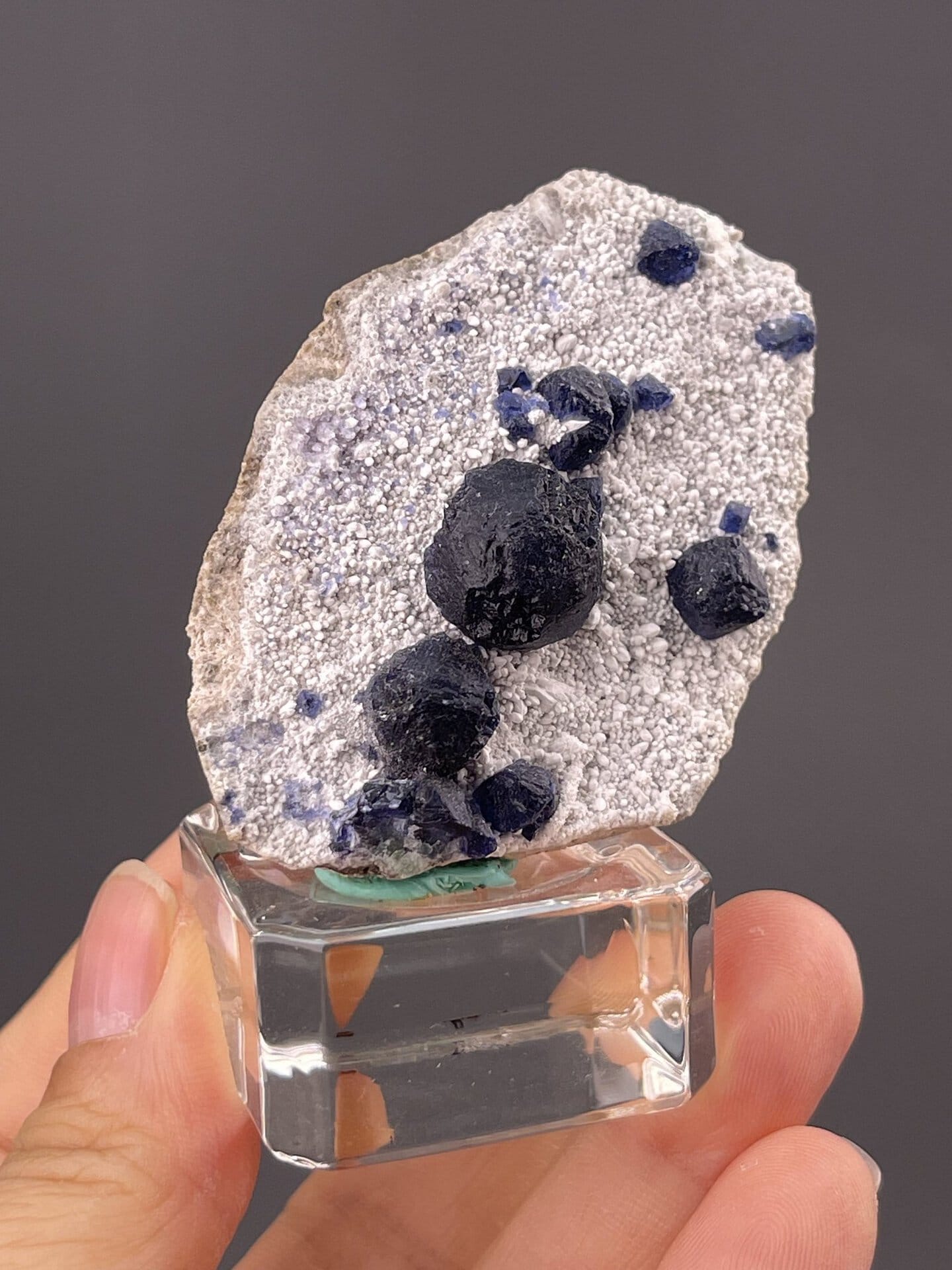 Blue fluorite on quartz matrix from Inner Mongolia China, SKU 1075