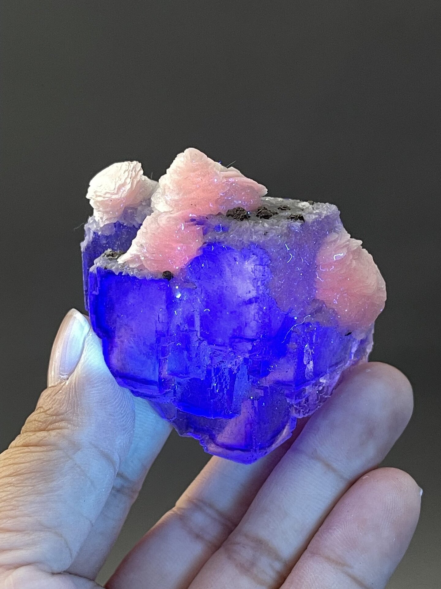 Fluorite Cubic Crystals from Chenzhou, China – close-up of crystal surface