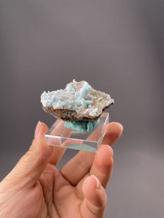 Pale blue hemimorphite crystal cluster from Yunnan Province, China
