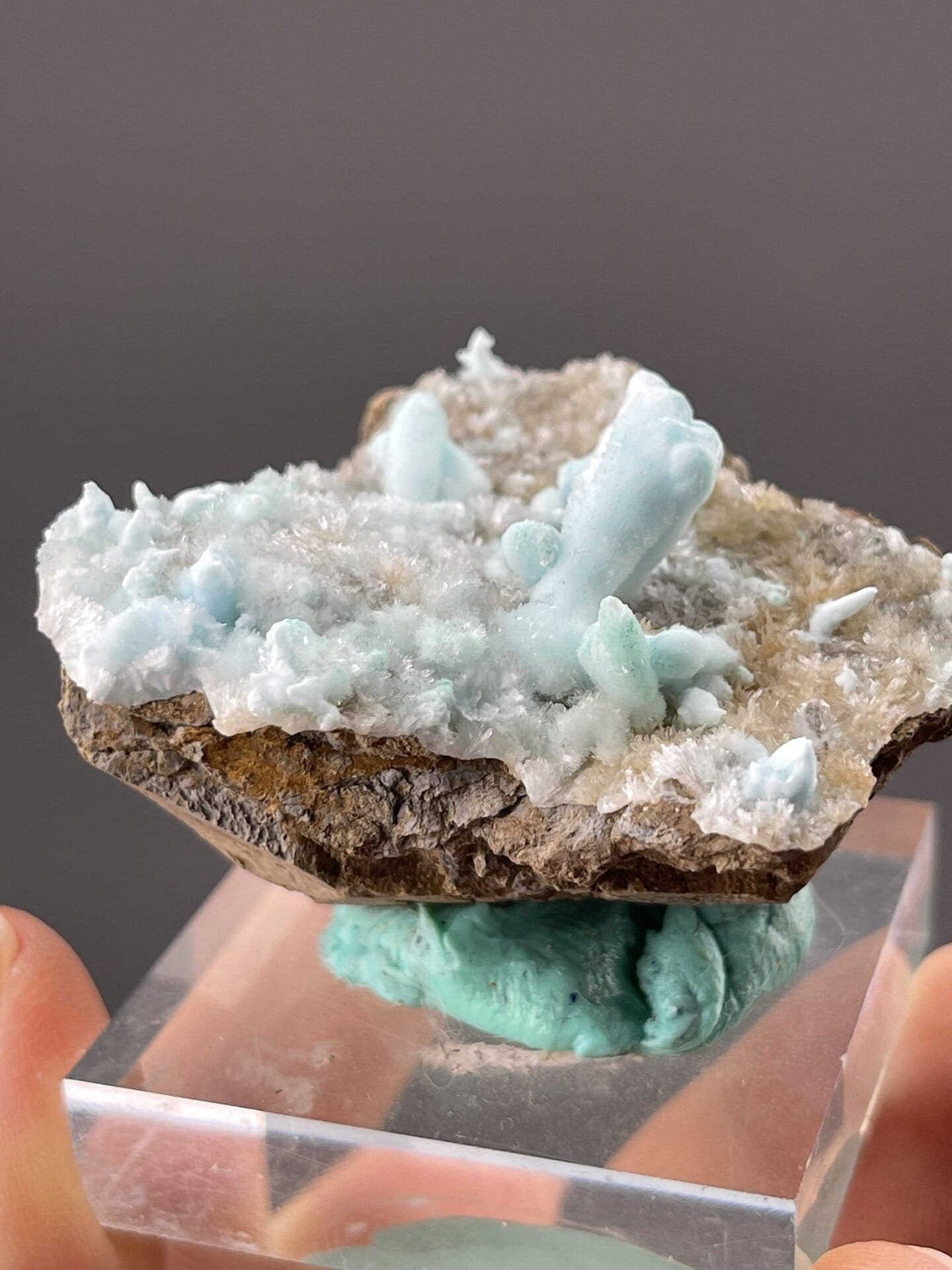 Front view of hemimorphite cluster, 18×16×10 mm, Yunnan China