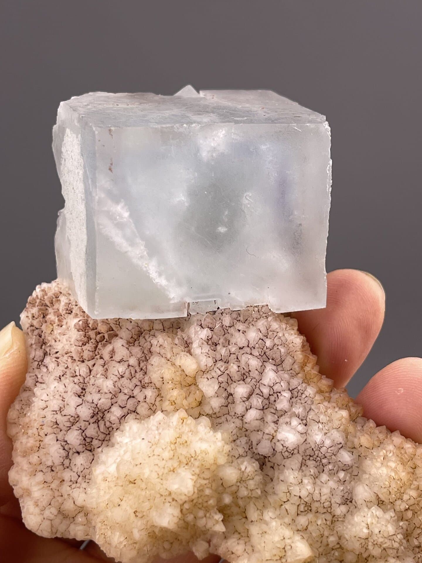 Cubic Dolomite Specimen from Guangxi, China – lustre and transparency detail