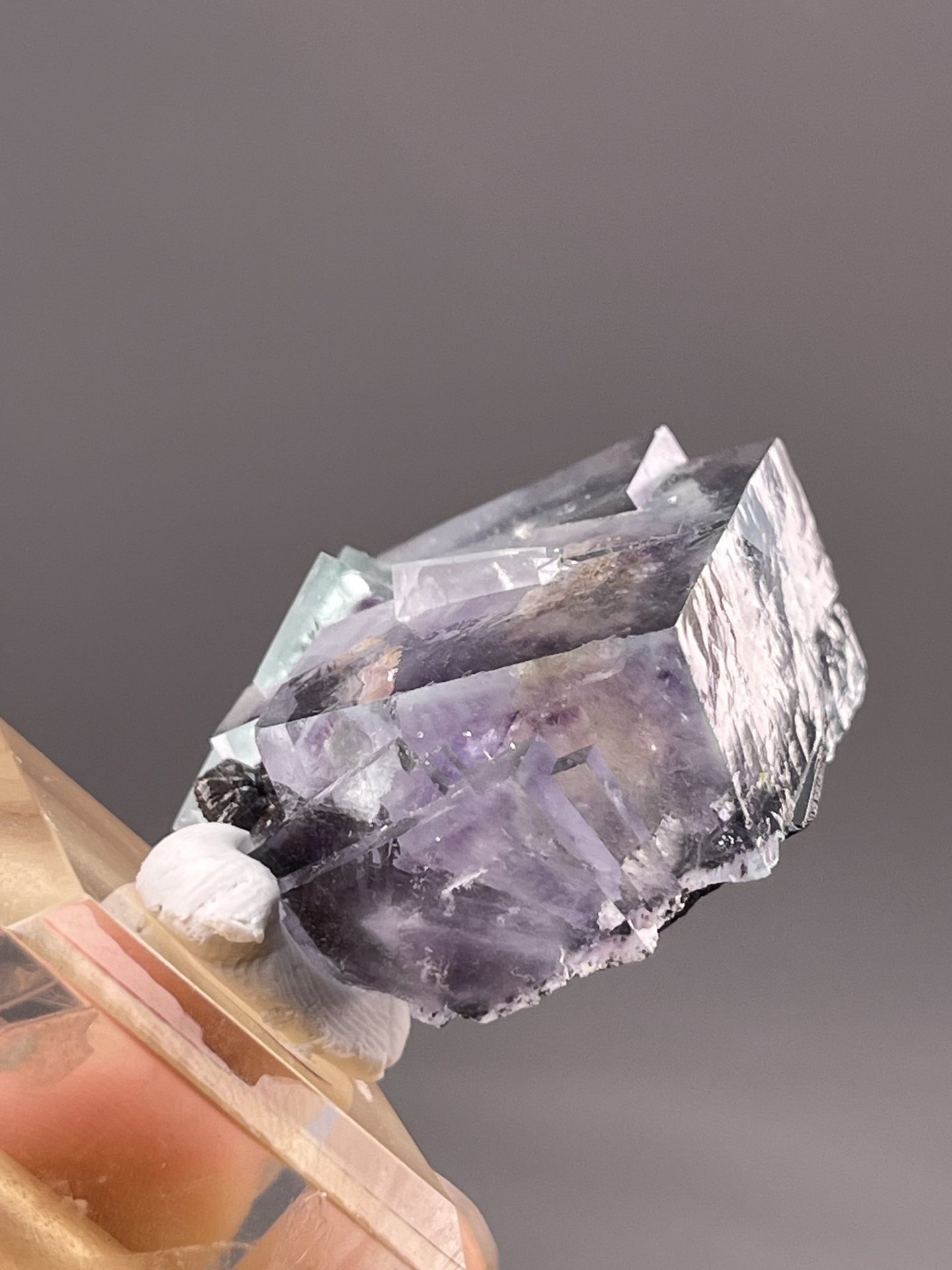 Cubic Fluorite Specimen from Yaogangxian Mine, Hunan – close-up of crystal surface