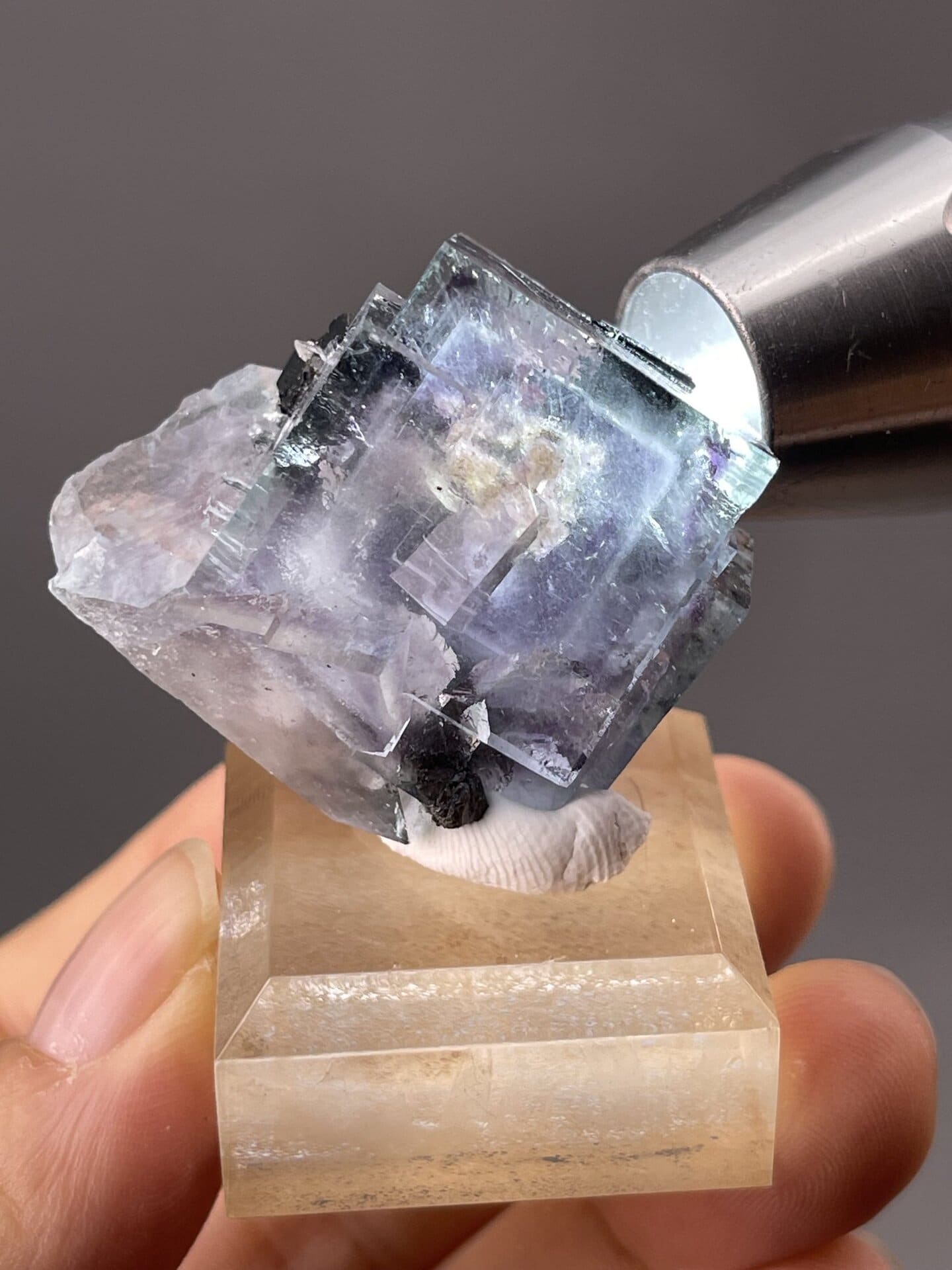 Cubic Fluorite Specimen from Yaogangxian Mine, Hunan – scale reference view