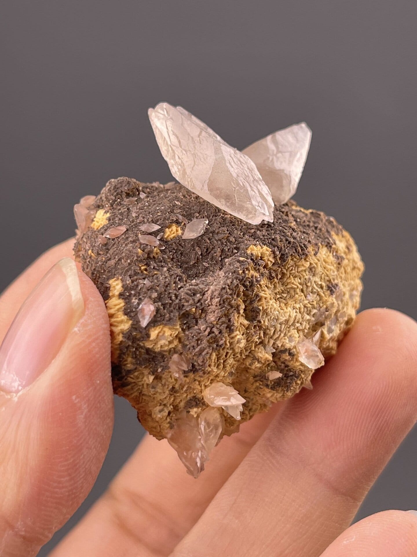 Brown calcite crystals from Daye Mine Huangshi Hubei China, SKU 1097