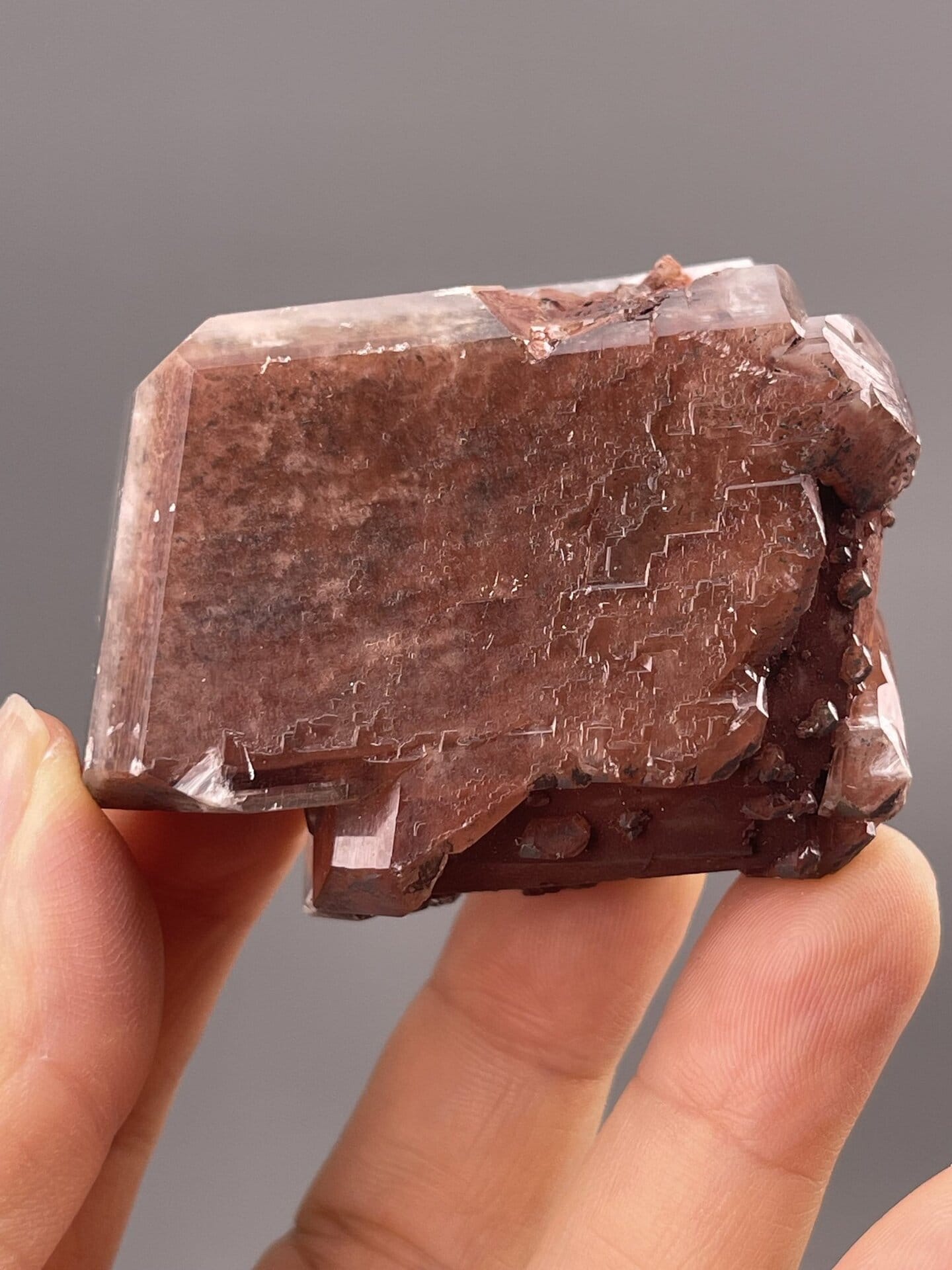 Prismatic Calcite Crystal from Yunnan, China – close-up of crystal surface