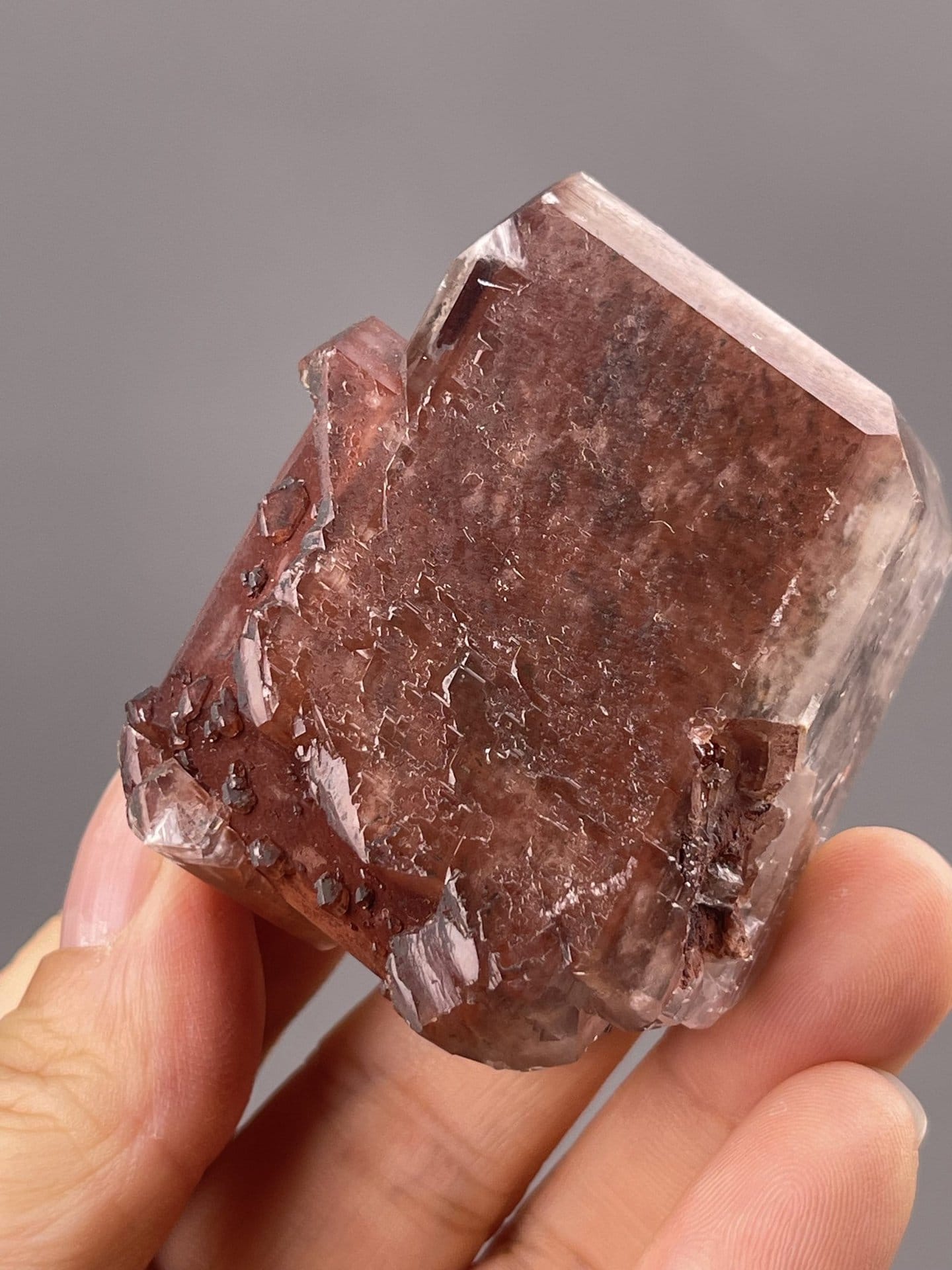 Prismatic Calcite Crystal from Yunnan, China – angled view showing matrix