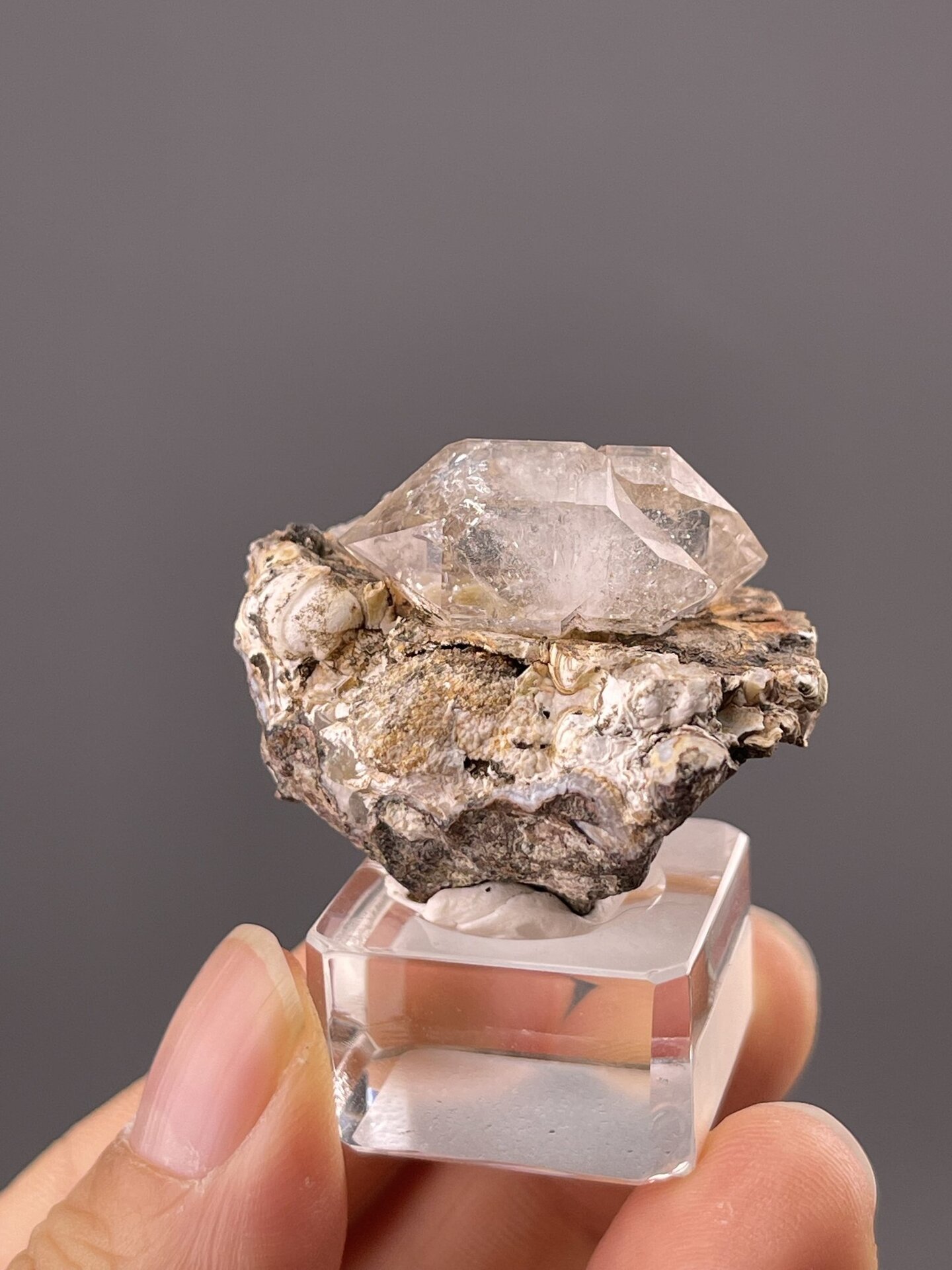 Close-up of quartz crystal prismatic faces showing natural geometry