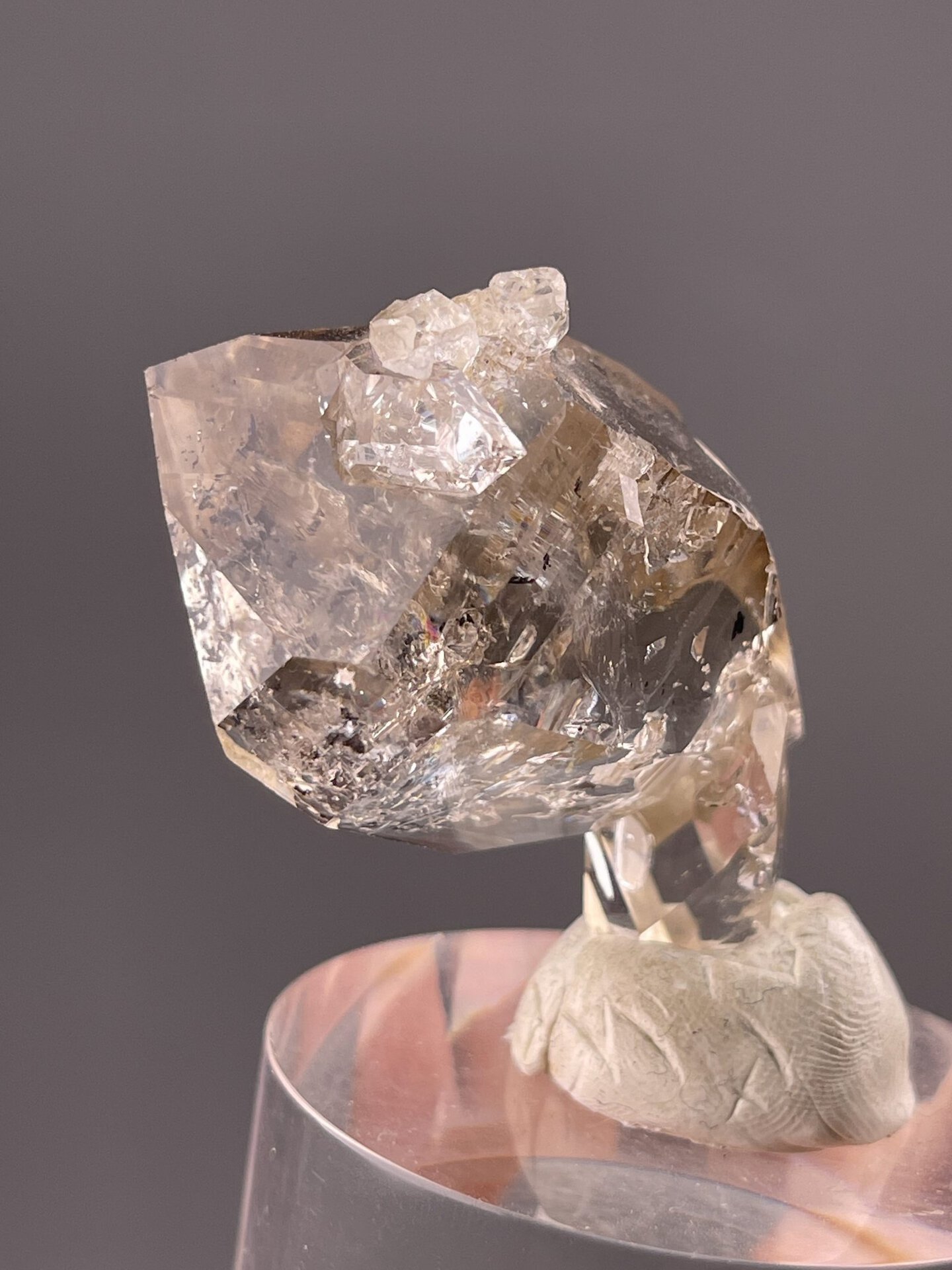 Top view of quartz crystal showing prismatic geometry