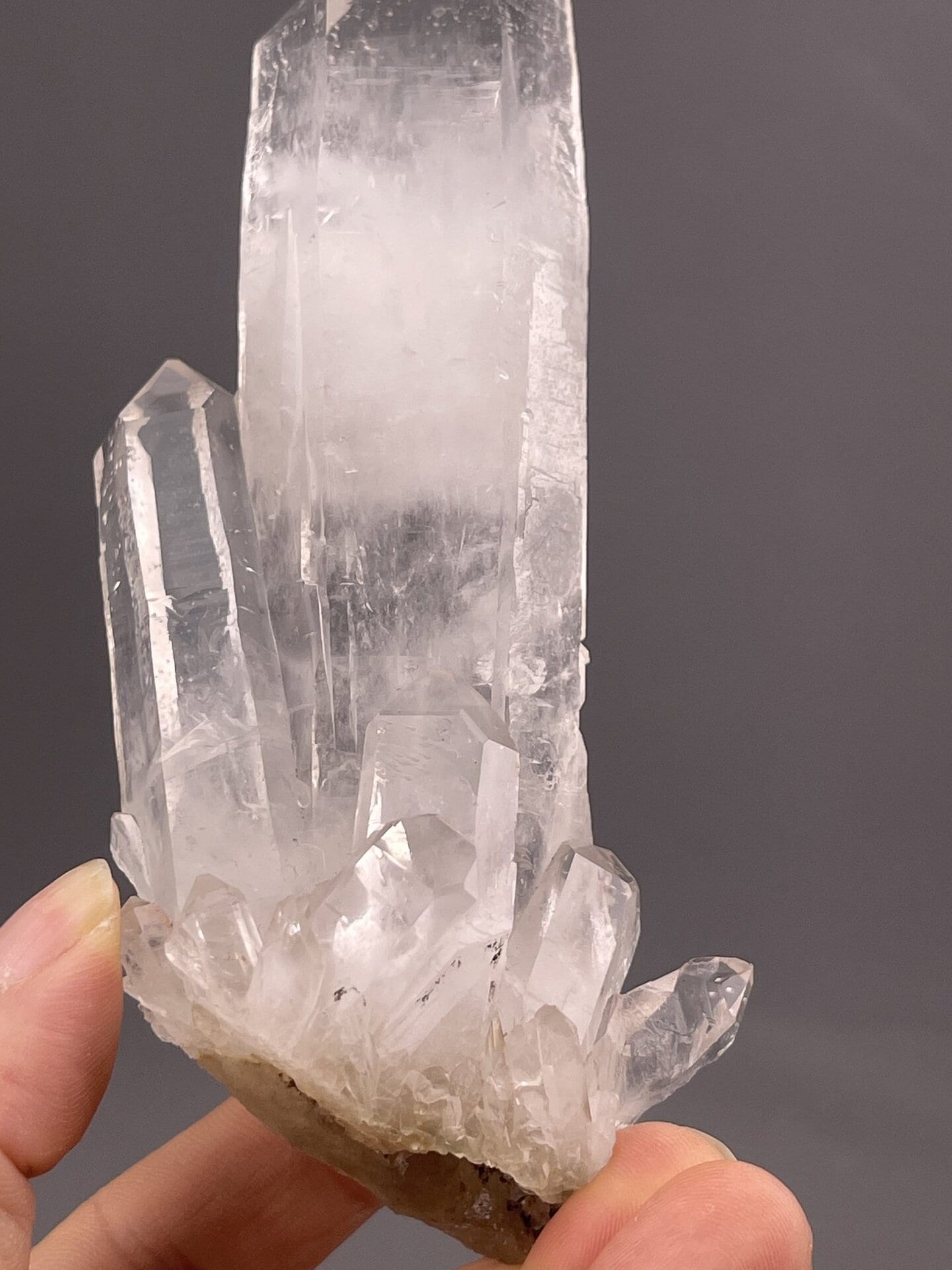 Himalayan Quartz Crystal from Parvati Valley, Pakistan – angled view showing matrix