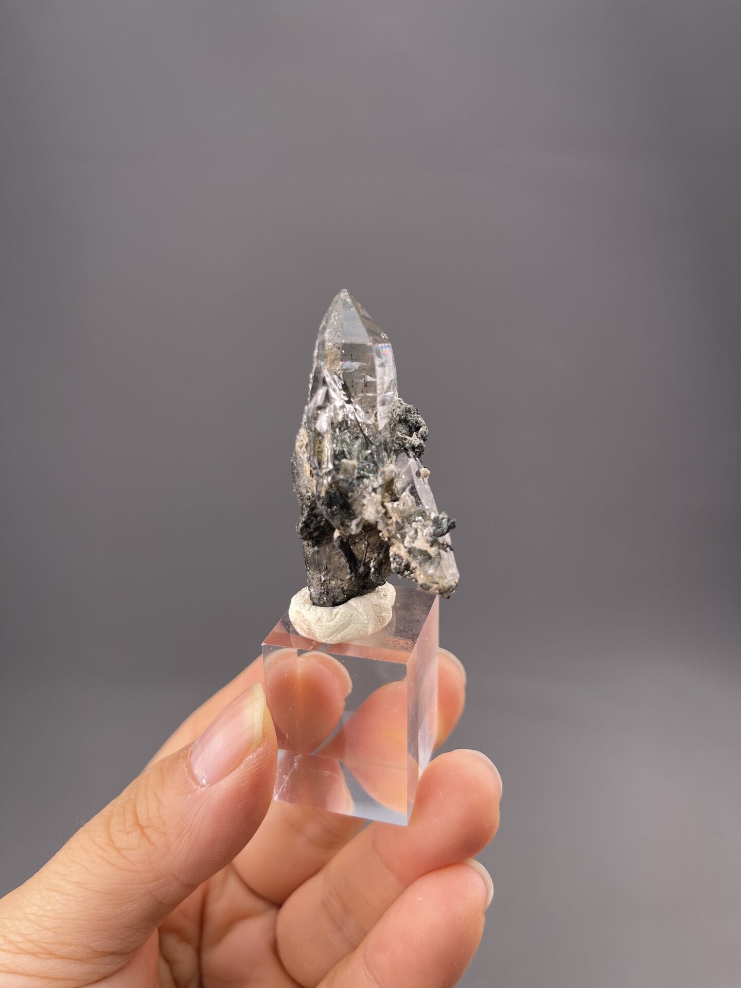Colorless prismatic quartz crystal from Erongo Mountains, Namibia