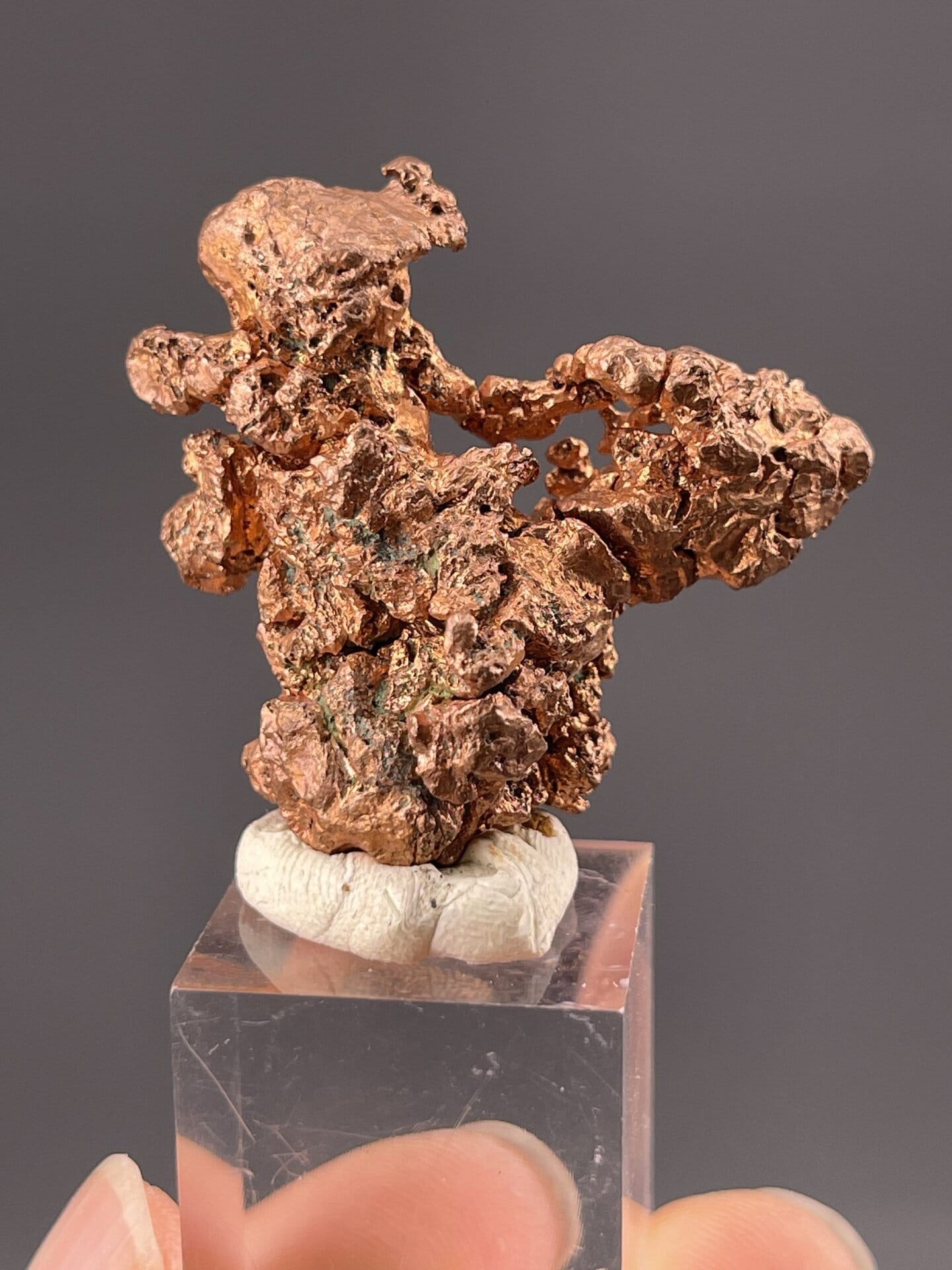 Side view of copper cluster showing mineral association