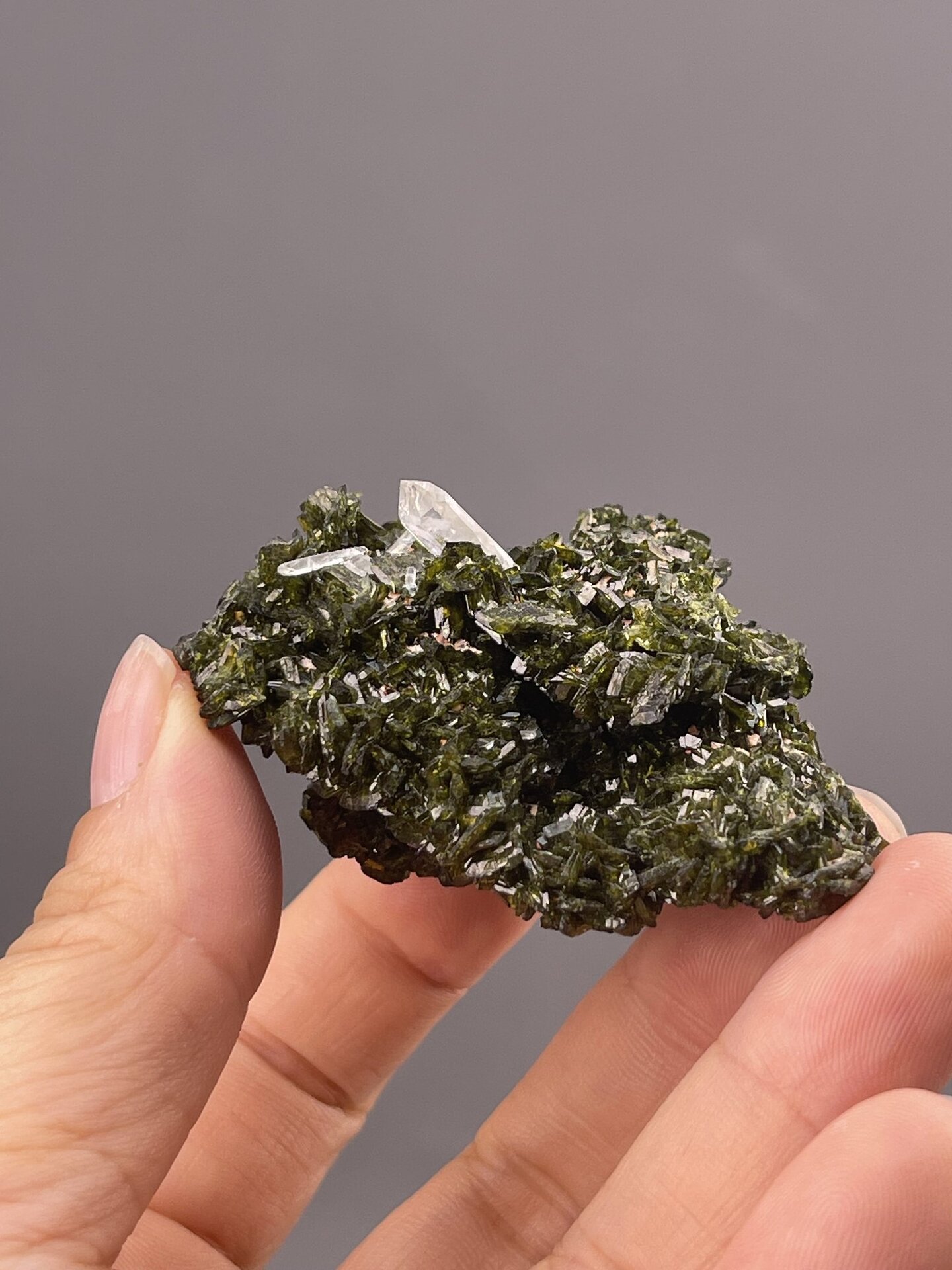 Prismatic Quartz Crystal from Maoniuping, Sichuan, China – angled view showing matrix