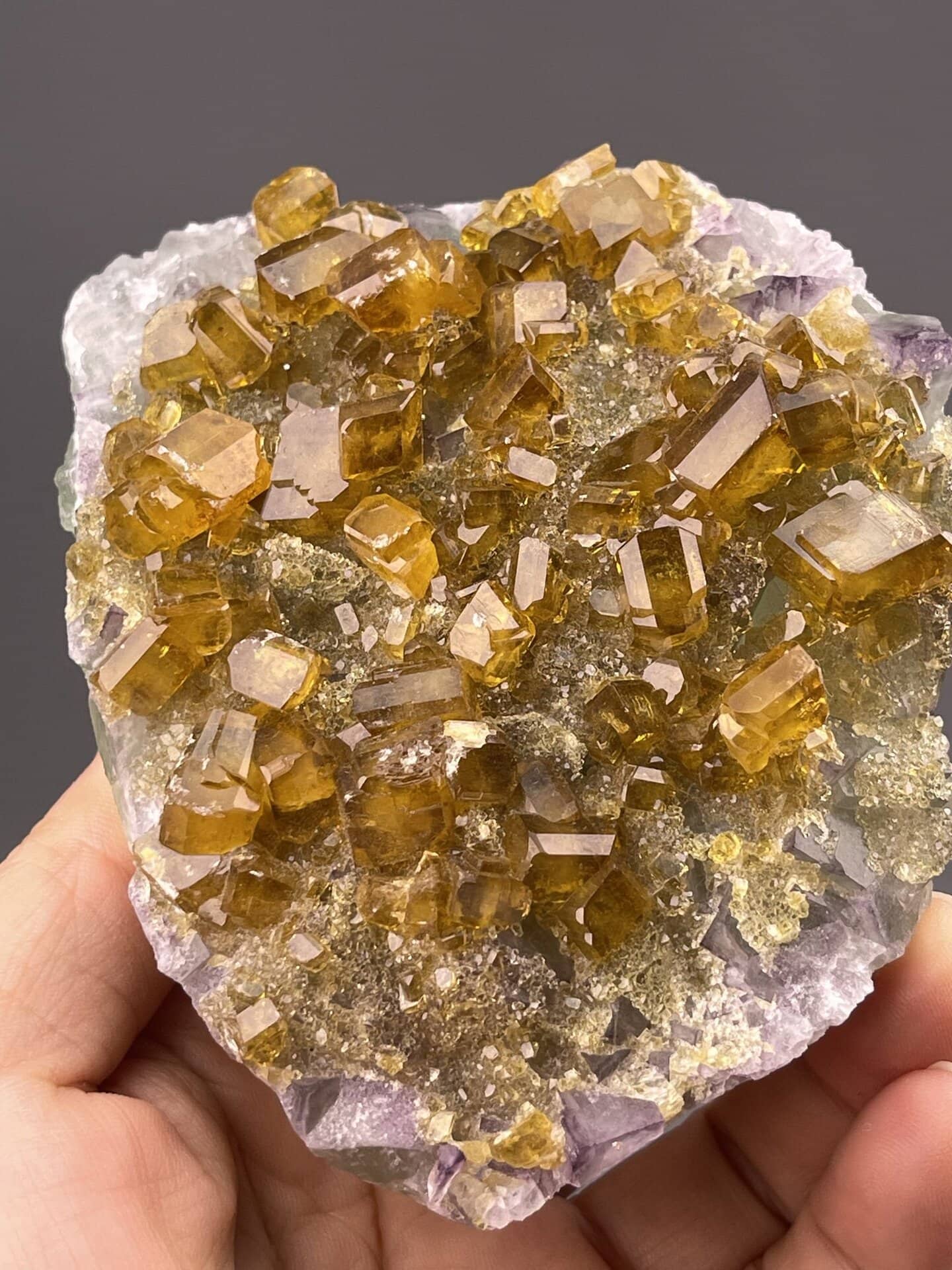 Yellow-brown barite cluster detail, Jiangxi Province, China