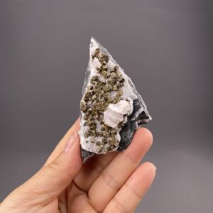 Golden Pyrite Crystals with Calcite - Shimmering Mineral Beauty - Tonglushan Mine, Daye, China - Collector's Gem