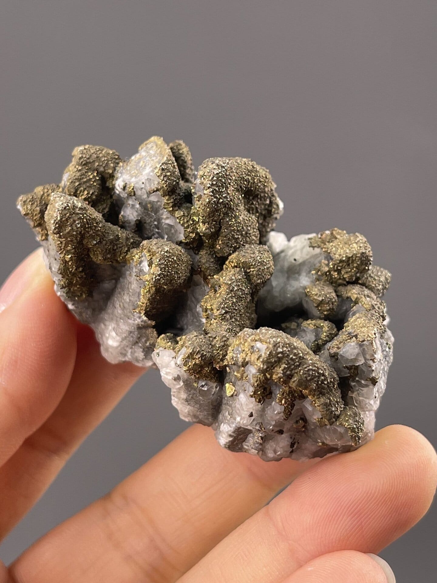 Top view of pyrite druzy showing glittering surface