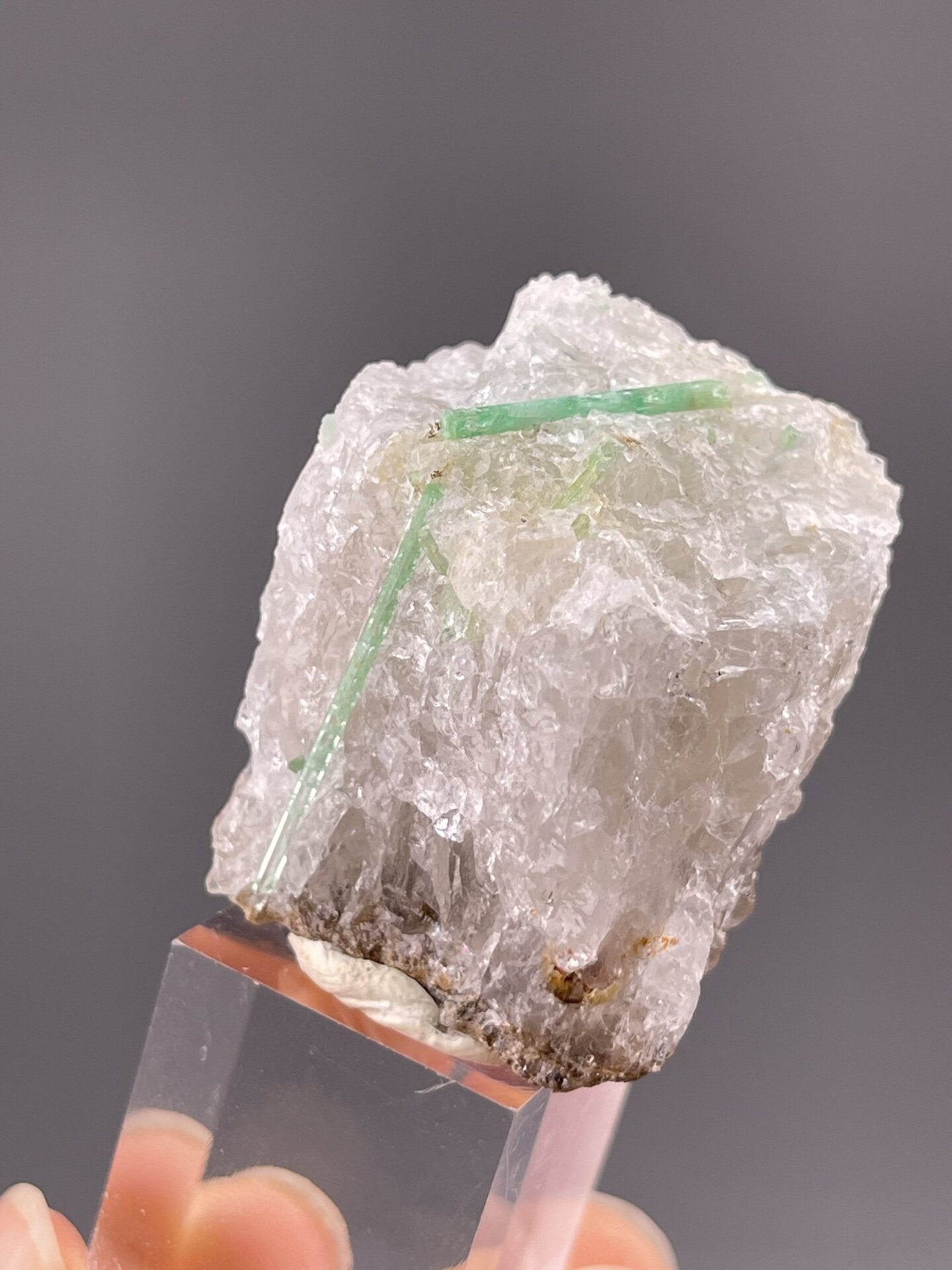 Detail of emerald surface showing vitreous luster and green hue