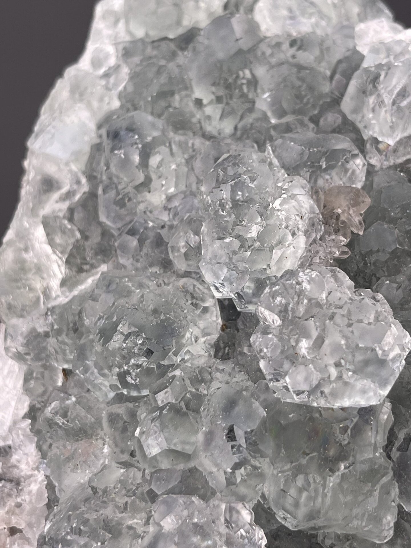 Side view of fluorite showing large botryoidal form