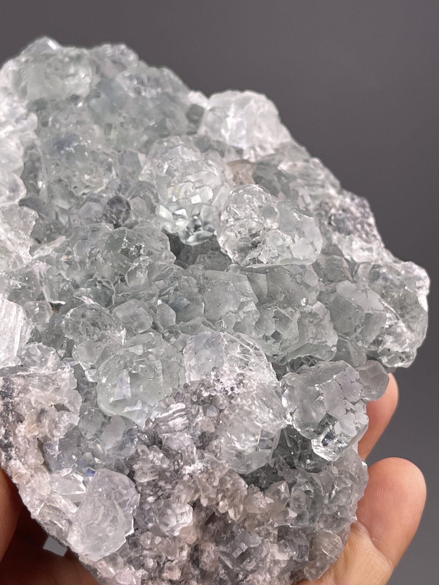 Top view of fluorite showing botryoidal surface pattern
