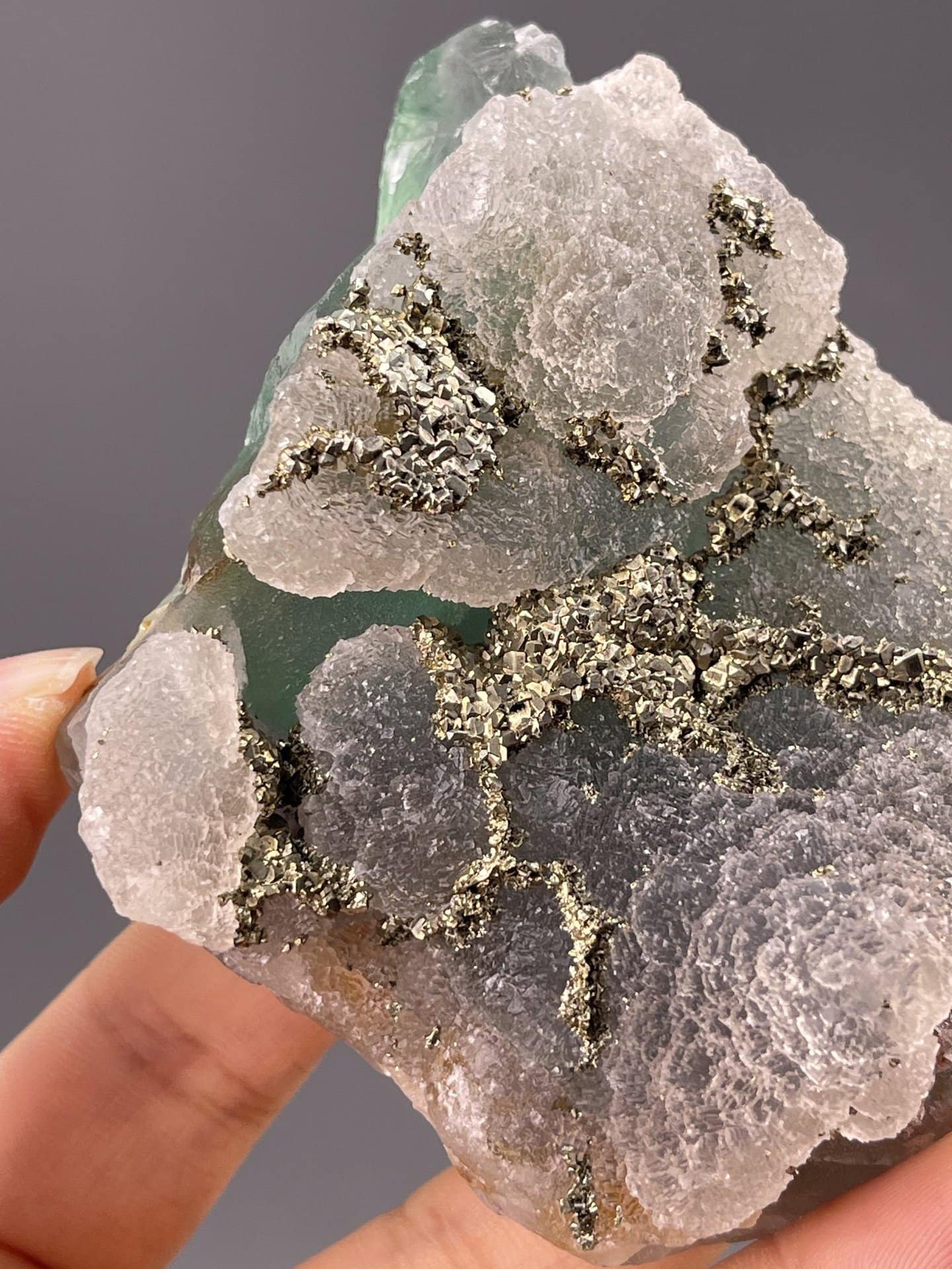 Detail of fluorite showing vitreous luster and translucent quality