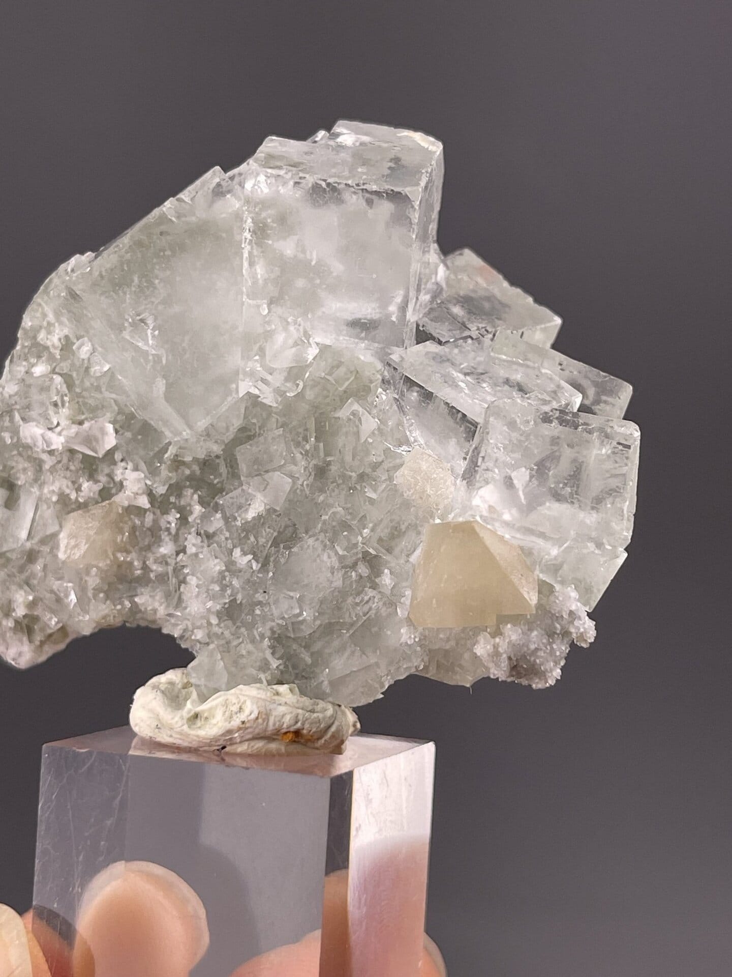 Top view of fluorite cube showing square face geometry