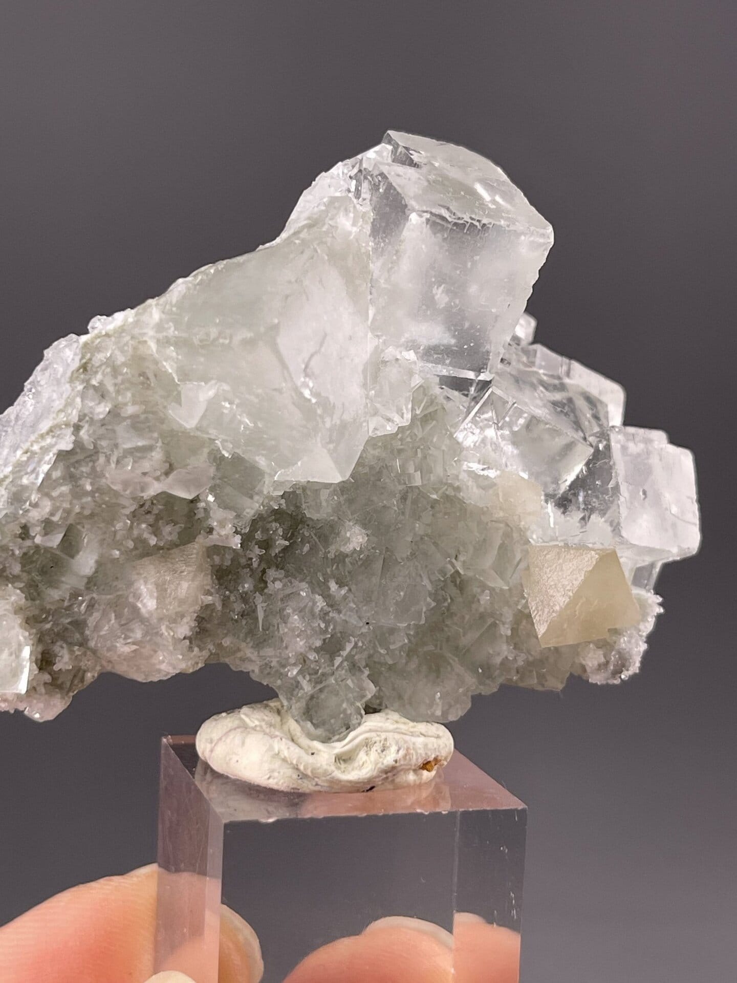 Detail of fluorite showing vitreous luster and green tone