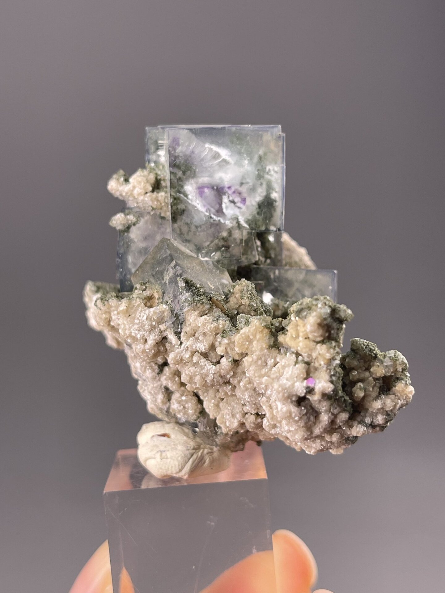 Angled view of Yaogangxian fluorite highlighting green colour zoning