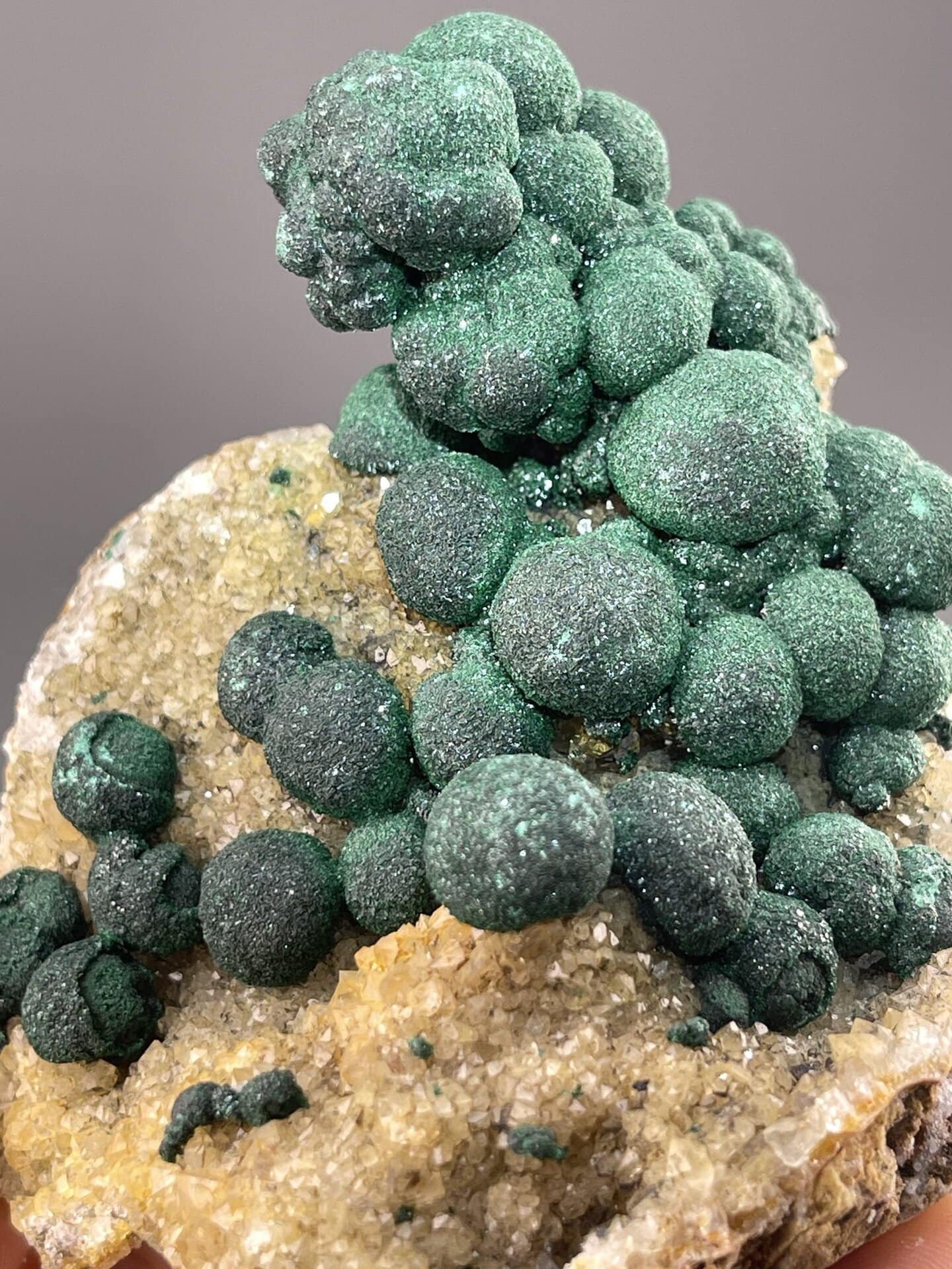 Malachite Specimen from DR Congo Origin – close-up of crystal surface