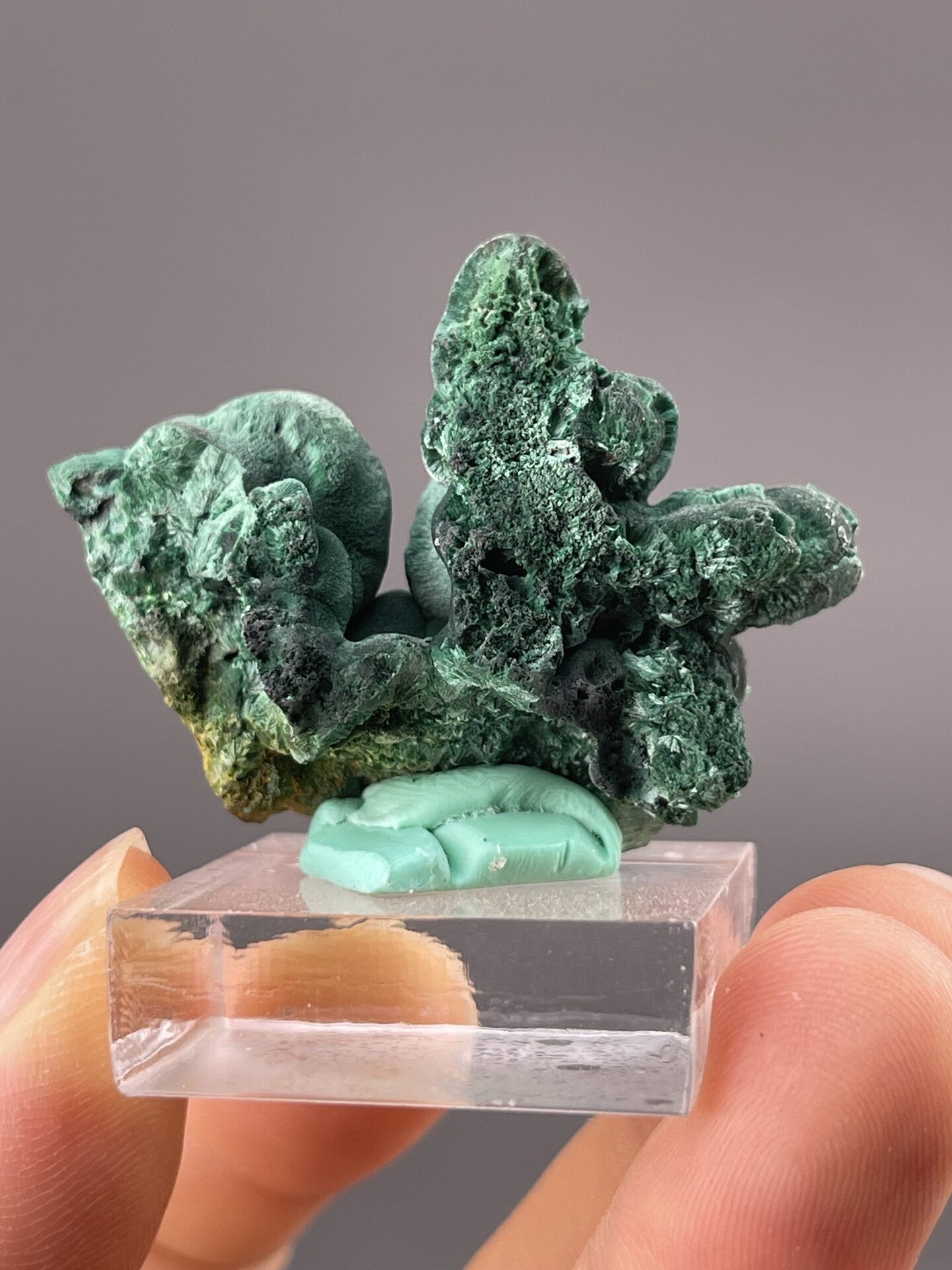 Detail of malachite showing silky to vitreous luster