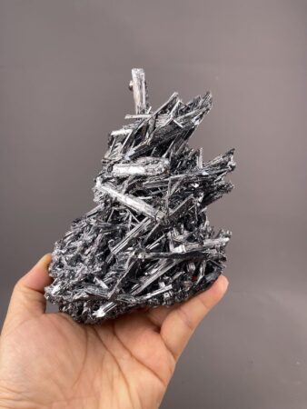 Grey Acicular Stibnite Specimen from Lengshuijiang, Hunan, China