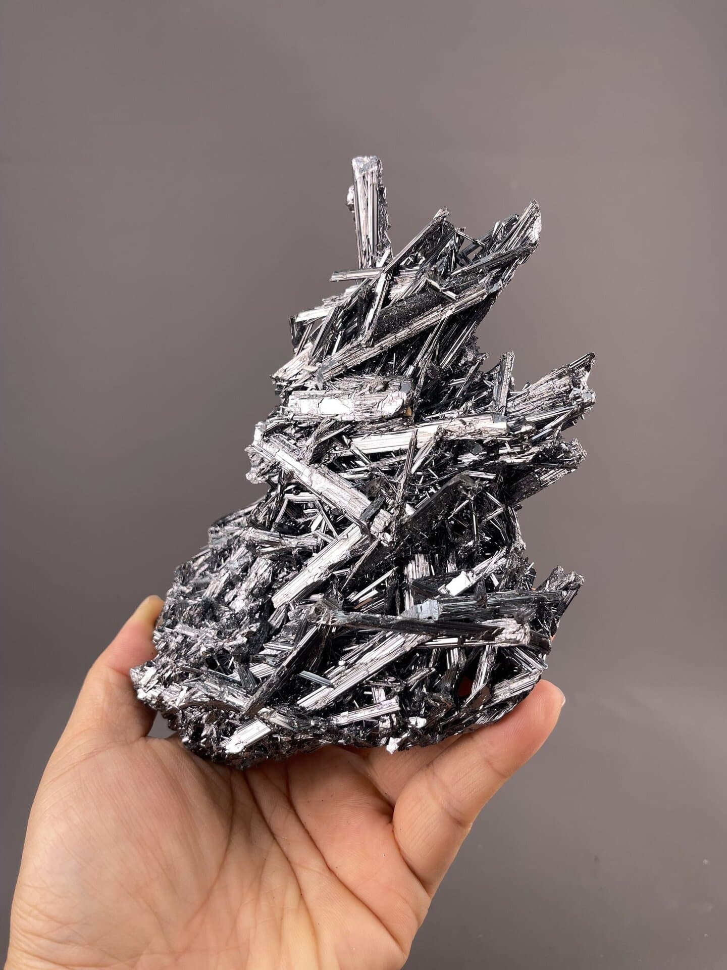 Stibnite Crystal Formation from Hunan, China – side profile