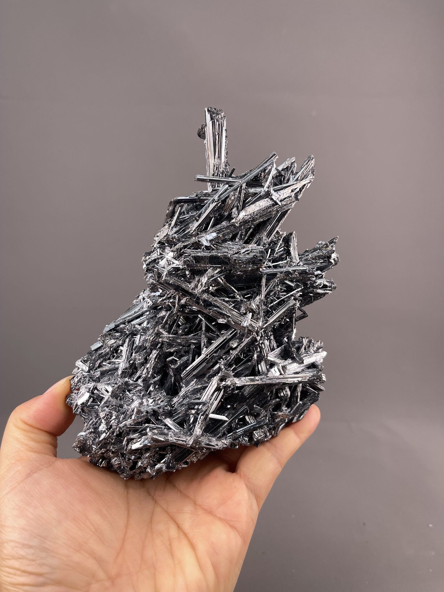 Stibnite Crystal Formation from Hunan, China – top-down view