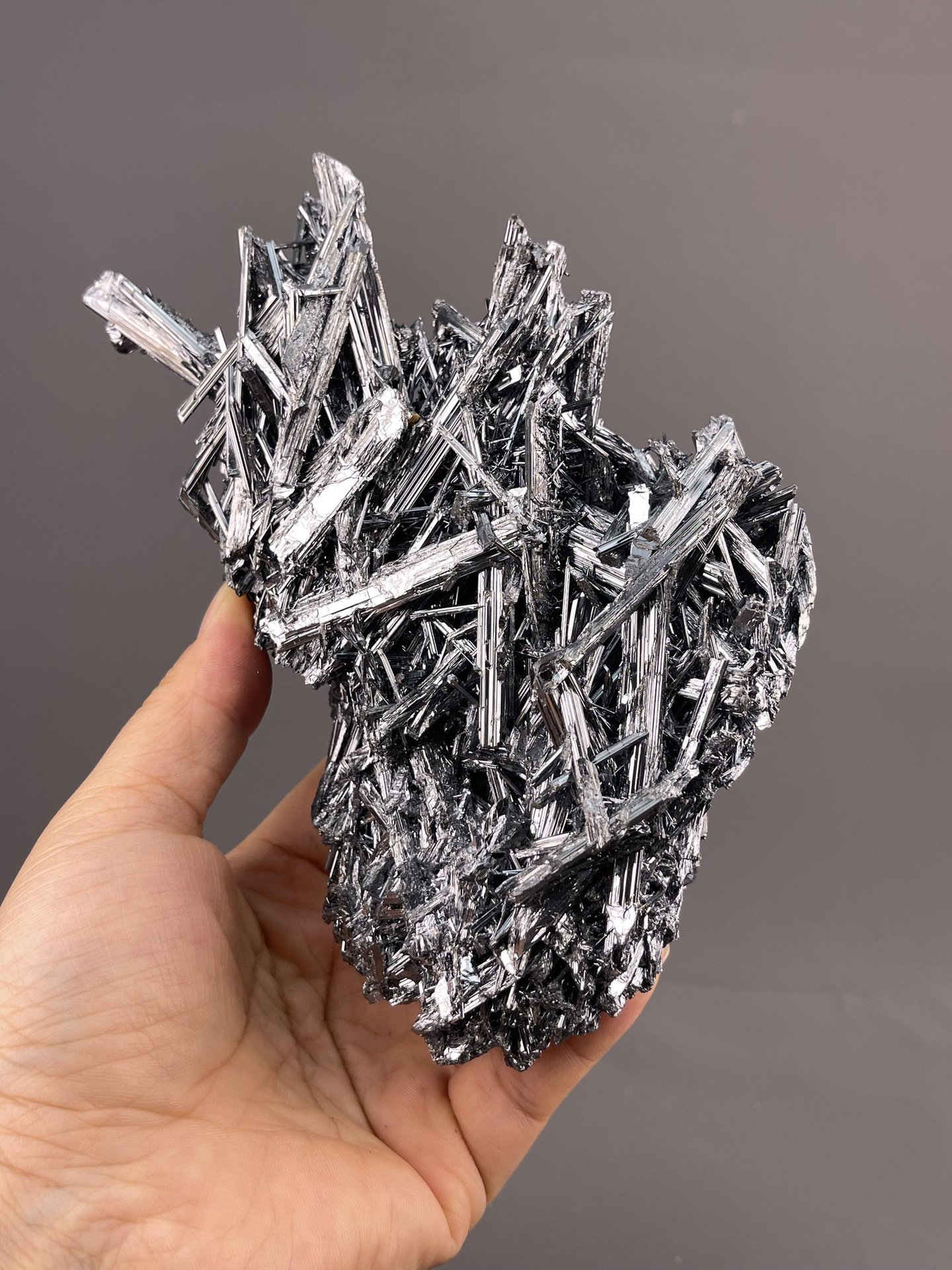 Stibnite Crystal Formation from Hunan, China – crystal termination detail