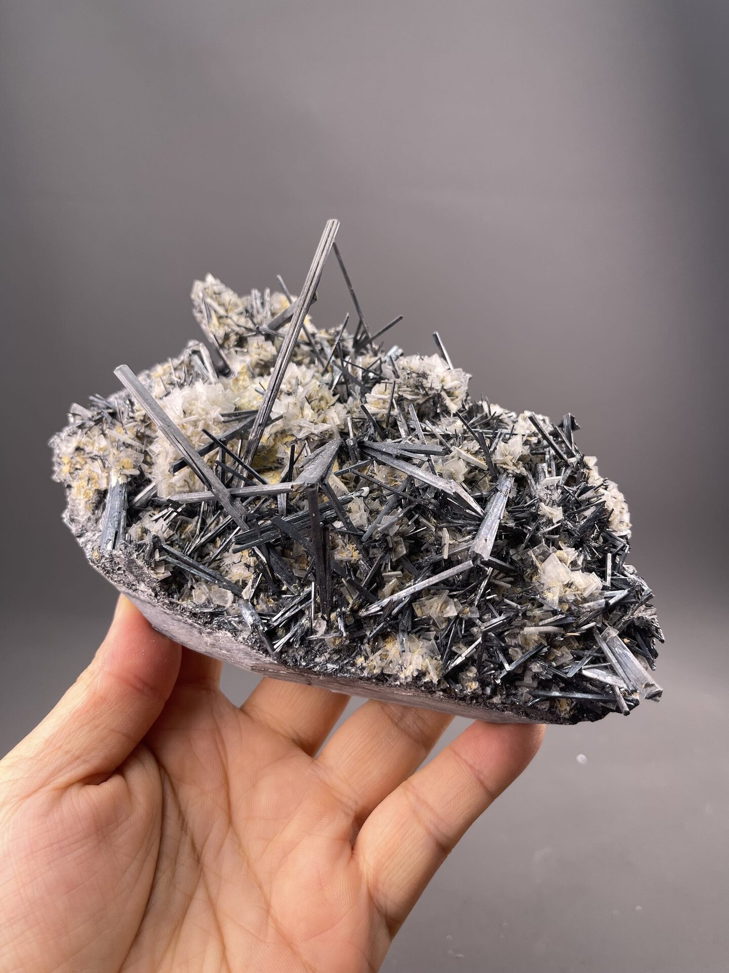 Stibnite Crystals from Hunan, China – close-up of crystal surface